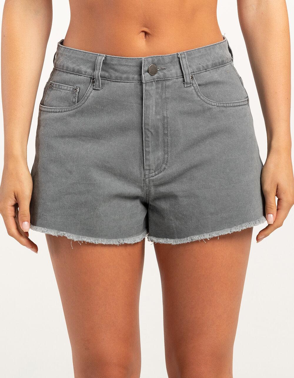 RUSTY Jade High Rise Womens Denim Shorts - GRAY Product Image
