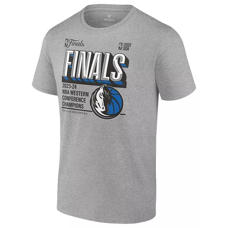 Men's Fanatics Heather Gray Dallas Mavericks 2024 Western Conference Champions Locker Room Big & Tall T-Shirt, Size: 2XB, Grey Product Image
