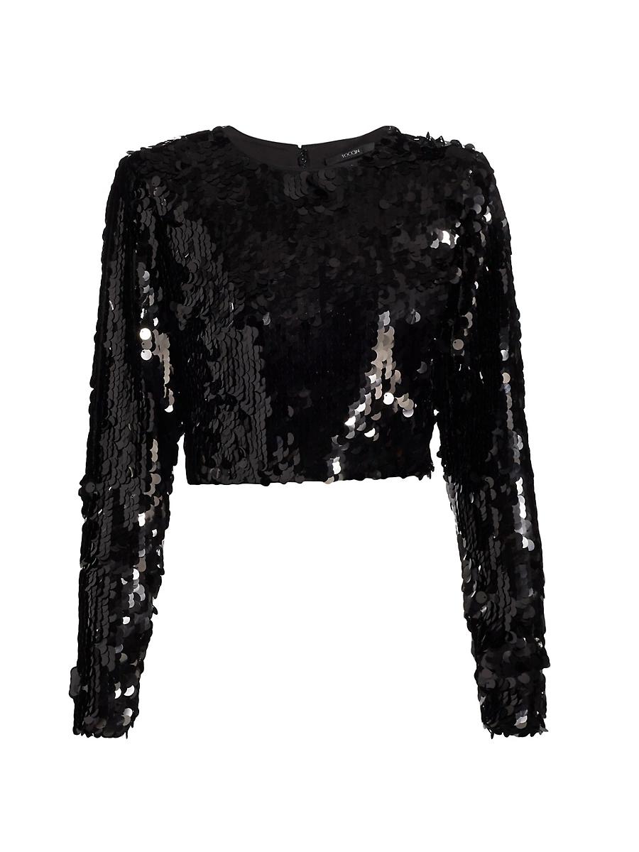 Womens Anaya Sequined Crop Top Size 0 Product Image