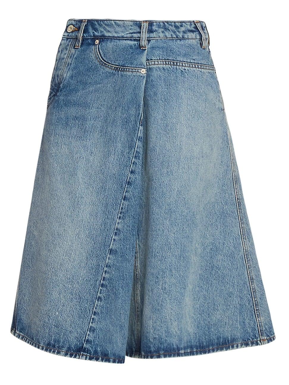 Womens Deconstructed Denim Midi-Skirt Product Image