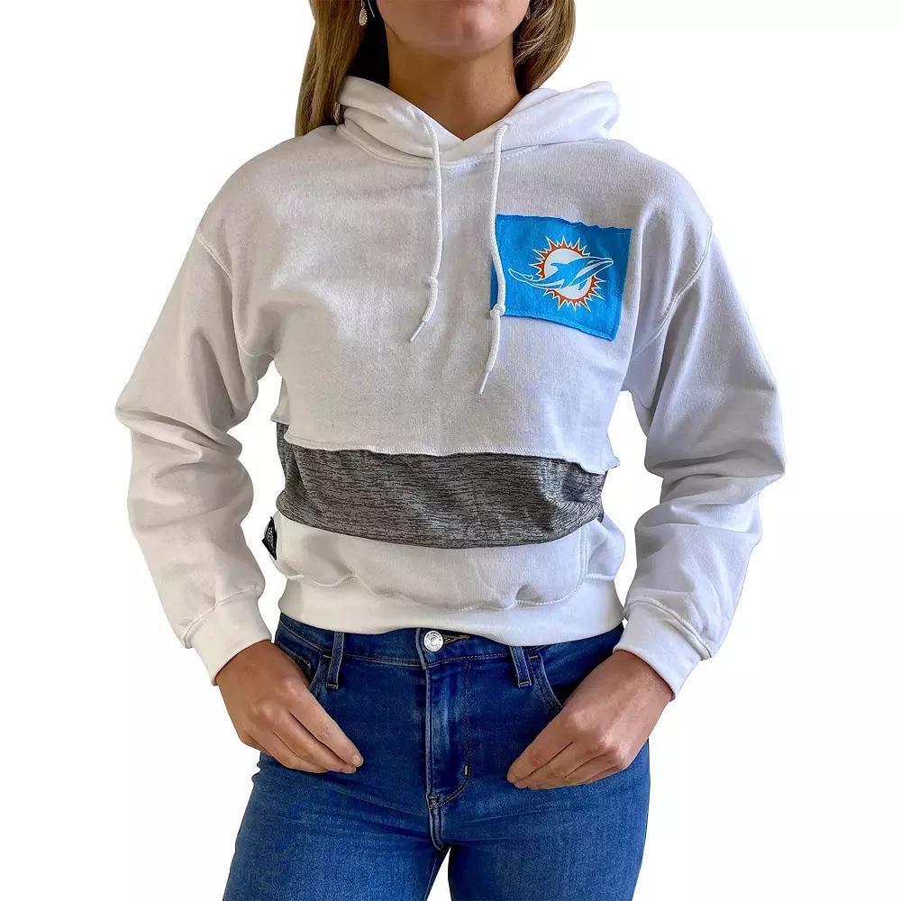 Women's Refried Apparel White Miami Dolphins Crop Dolman Pullover Hoodie, Size: Medium Product Image
