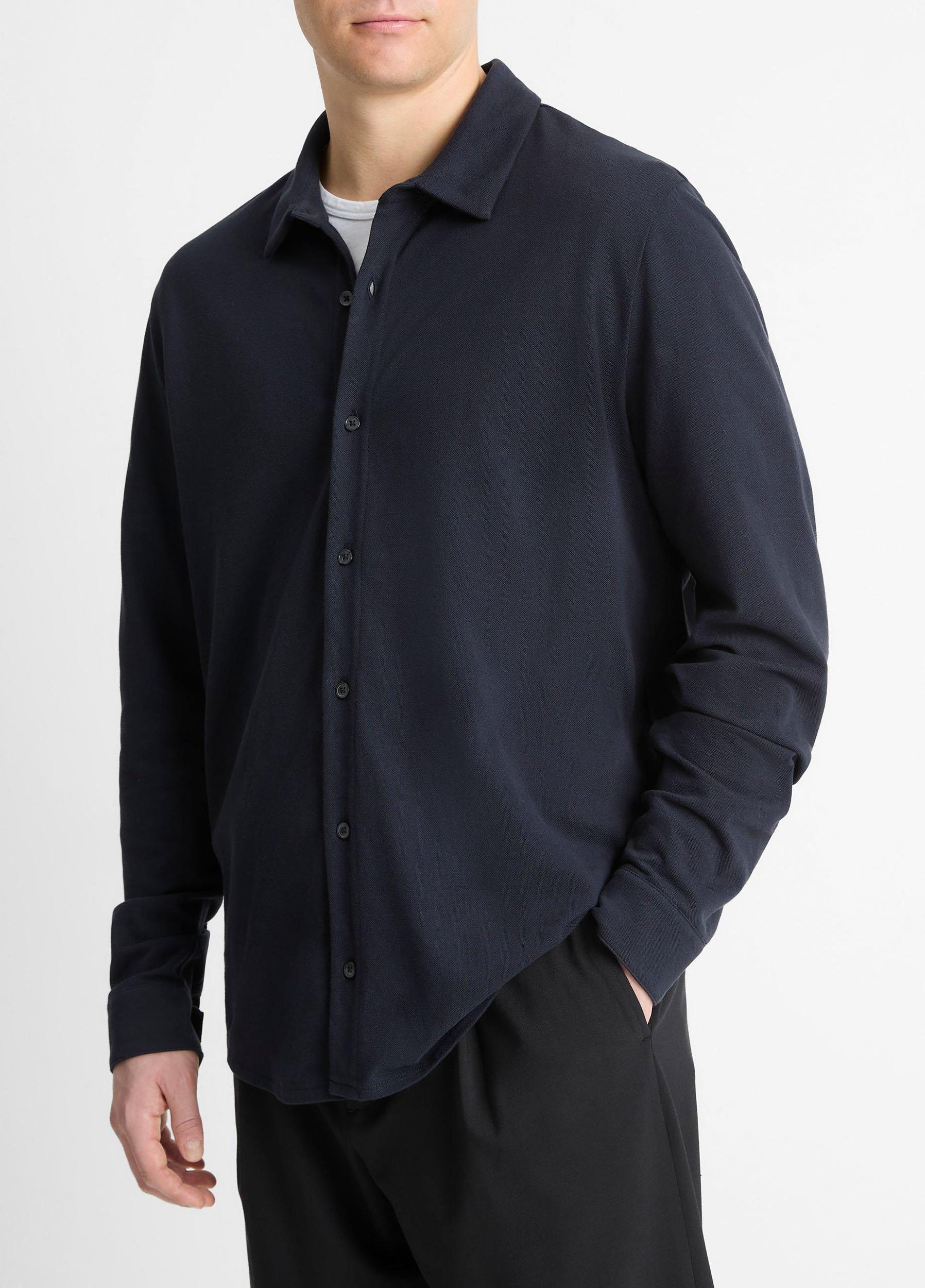 Cotton Piqué Button-Front Shirt Product Image