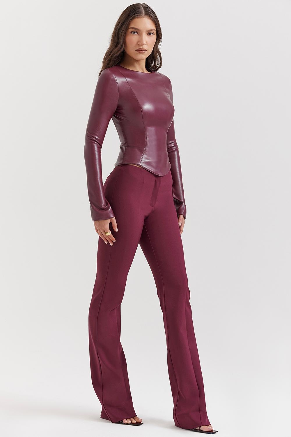 Mylah  wine vegan leather top Product Image