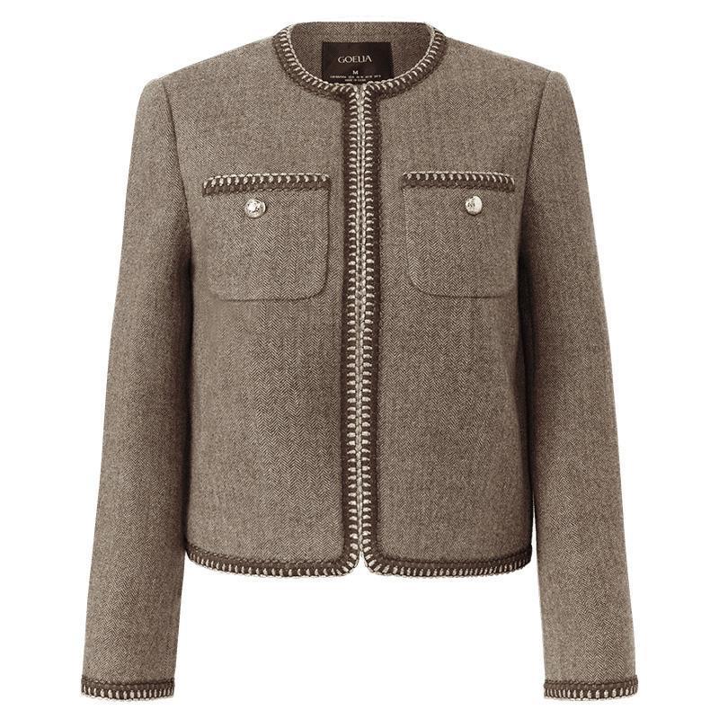 Retro Brown Washable Woolen Jacket Product Image