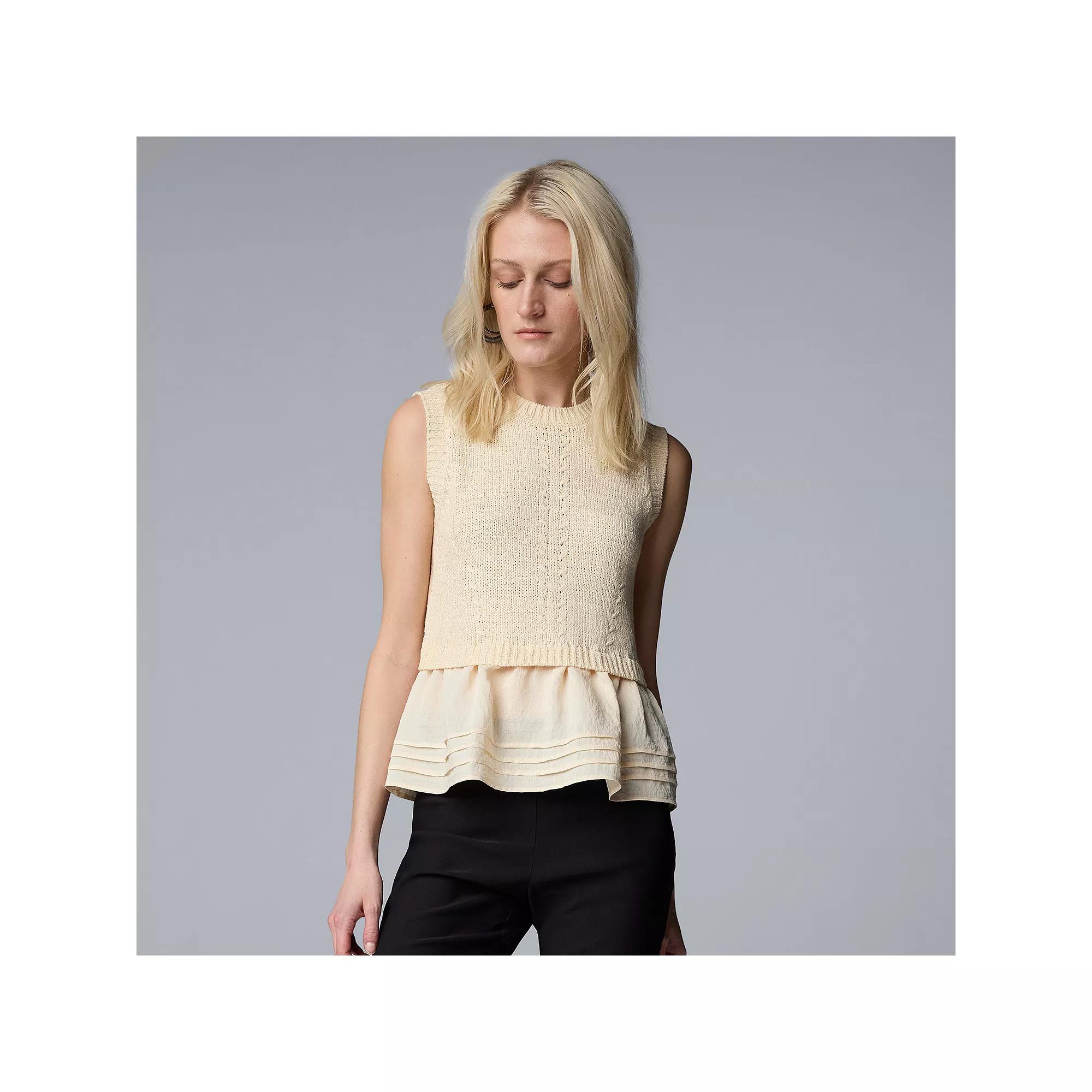 Womens Simply Vera Vera Wang Sleeveless Sweater White Product Image