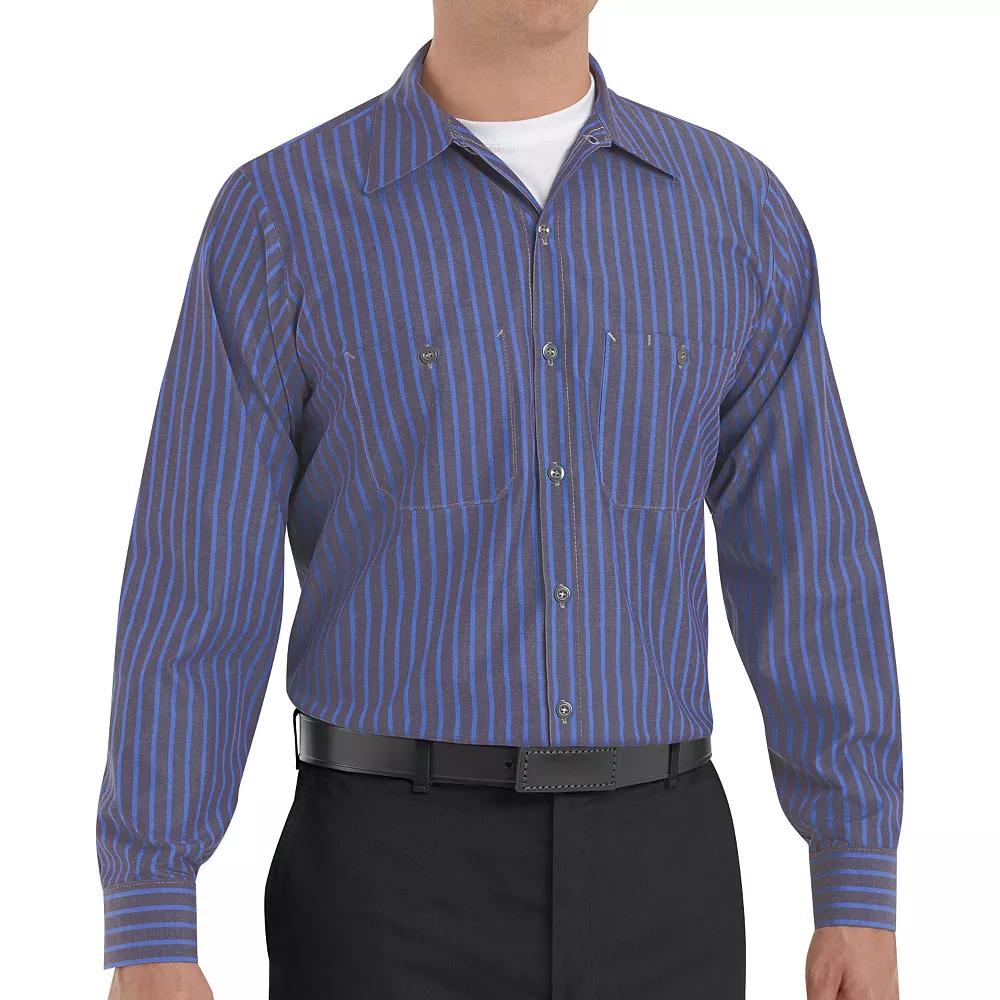 Men's Red Kap Striped Work Shirt, Size: Large, Gray Blue Product Image
