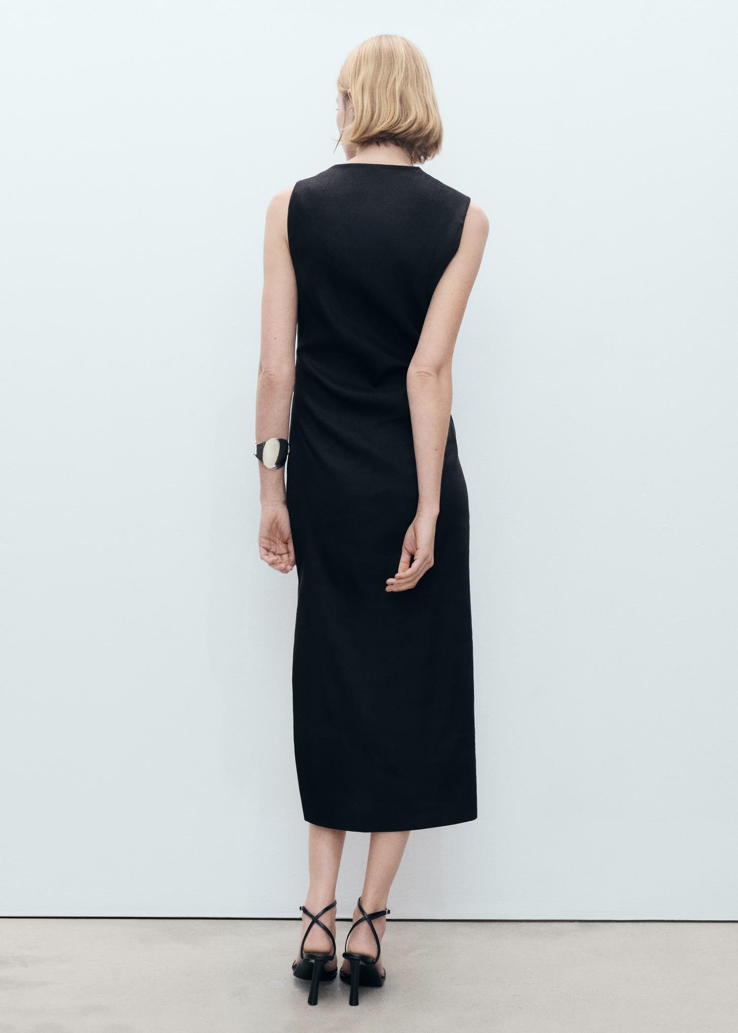 Asymmetrical linen dress - Women | MANGO USA Product Image