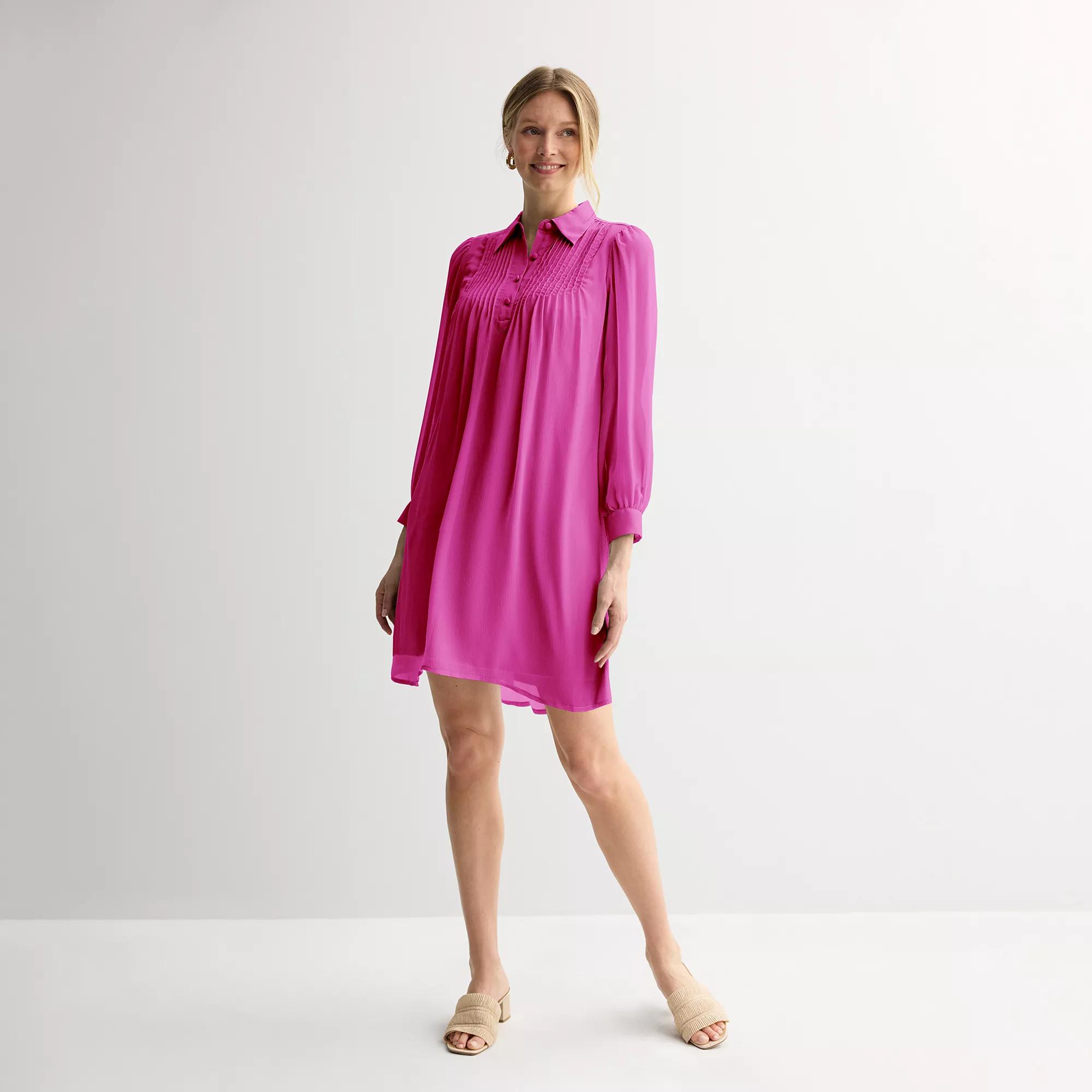 Petite Nine West Swing Pintuck Dress, Women's, Size: Medium Petite, Orchid Landscape Product Image