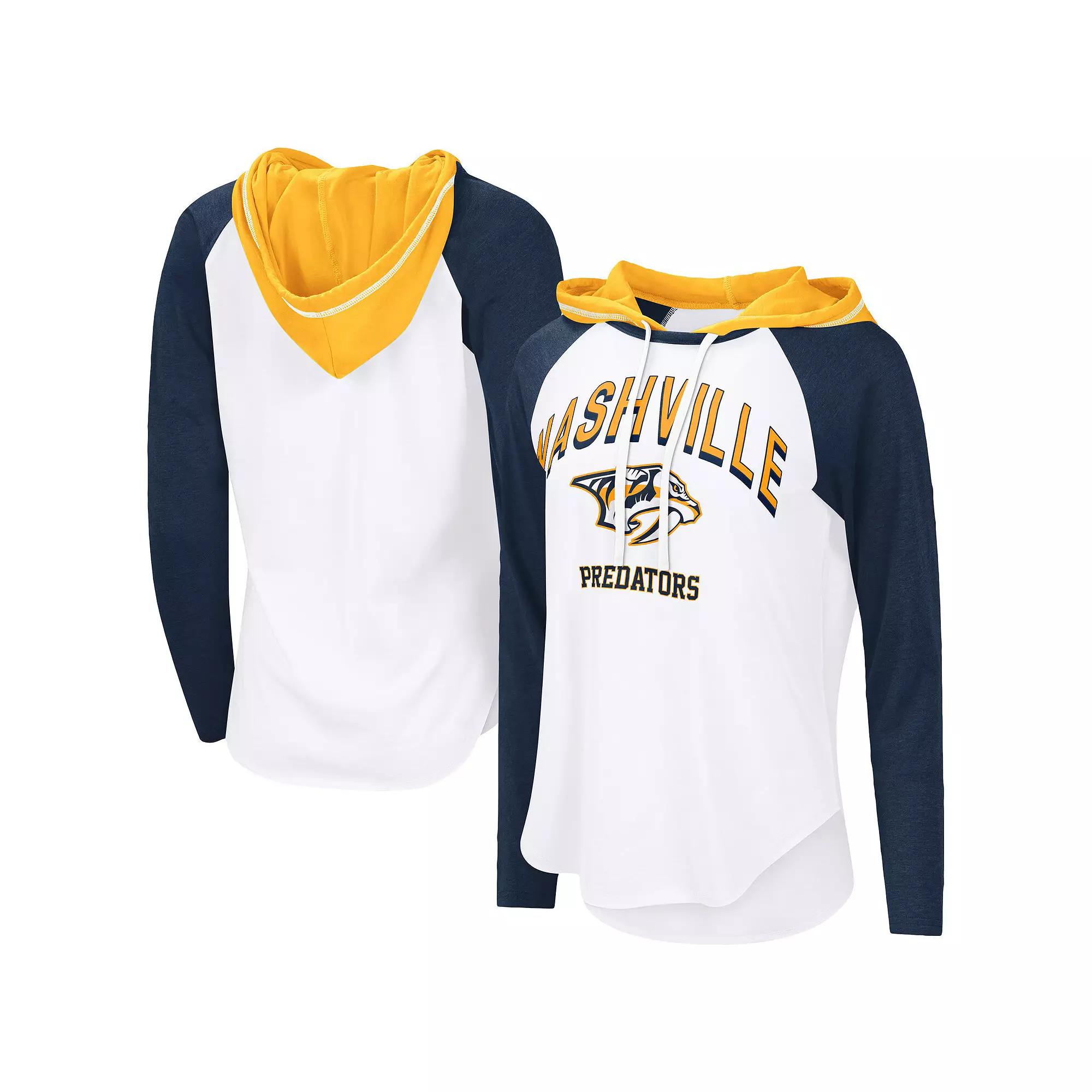 Women's G-III 4Her by Carl Banks White Nashville Predators VIP Raglan Long Sleeve Hoodie T-Shirt,  Product Image