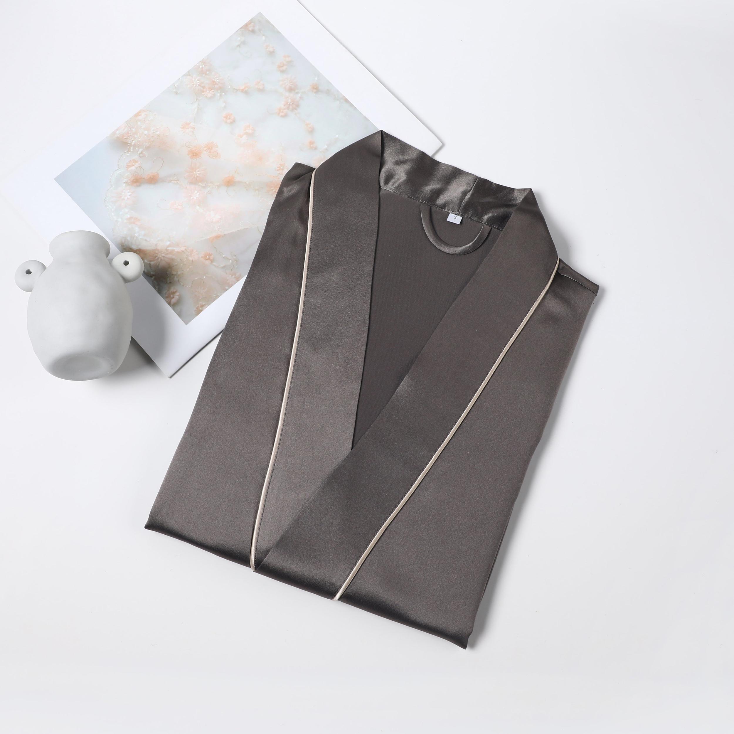 Gift Set | Pure Silk Grey Kimono Robe & Slip Dress | 22 Momme | Float Collection Product Image