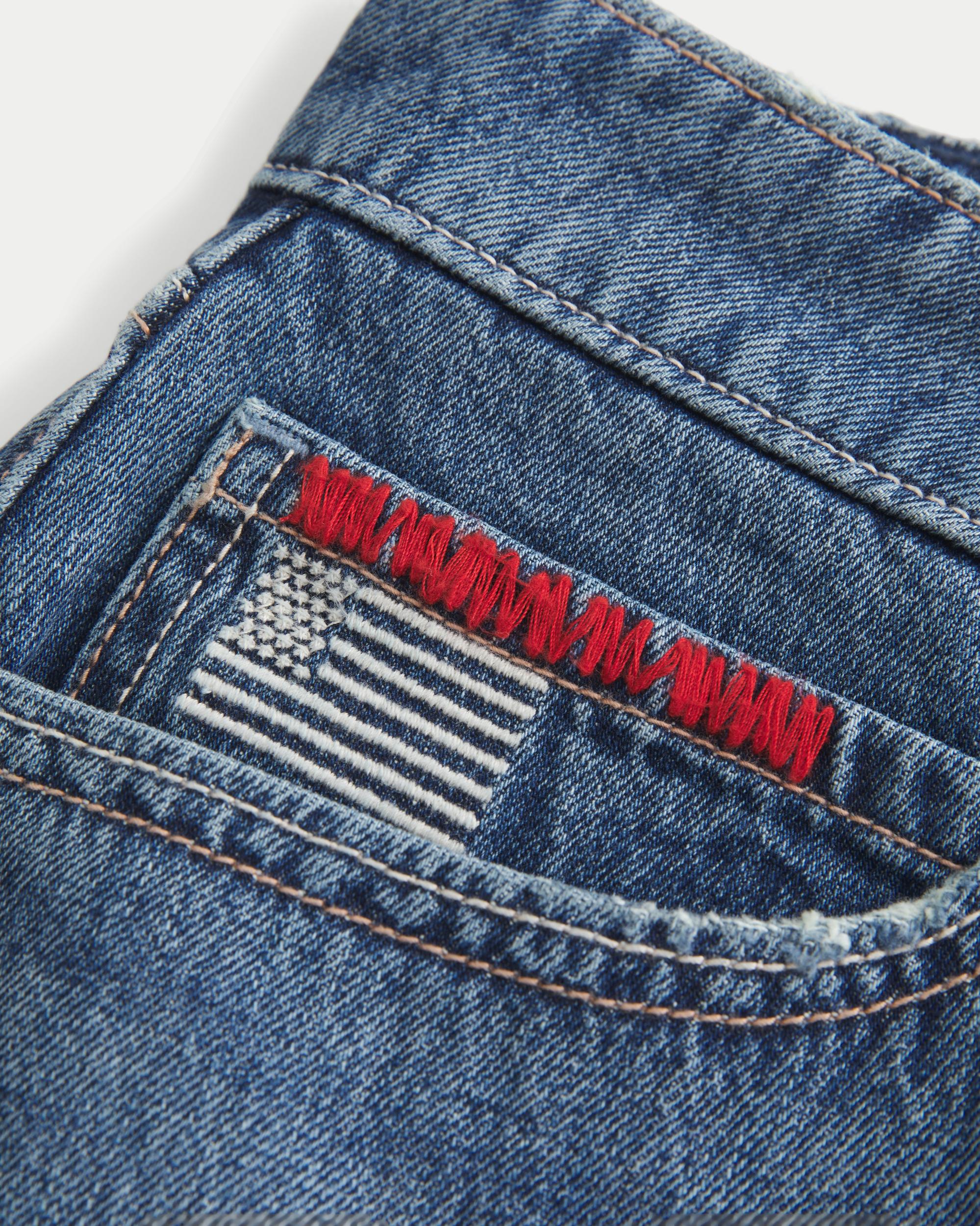 Low-Rise Pink Denim Mini Skort Product Image