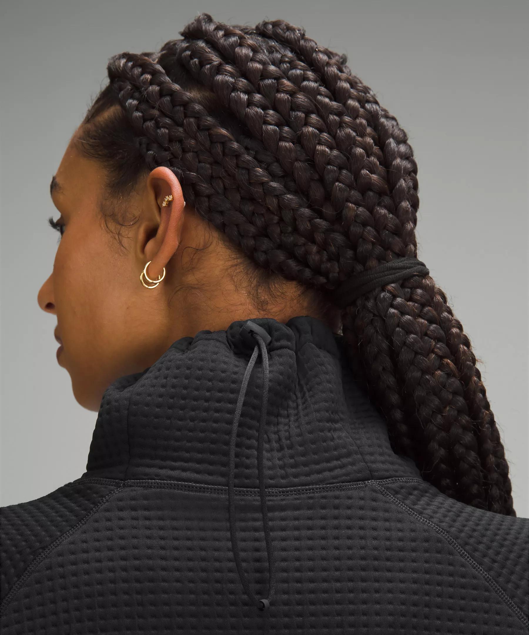 Waffle-Knit Funnel-Neck Long-Sleeve Shirt Product Image