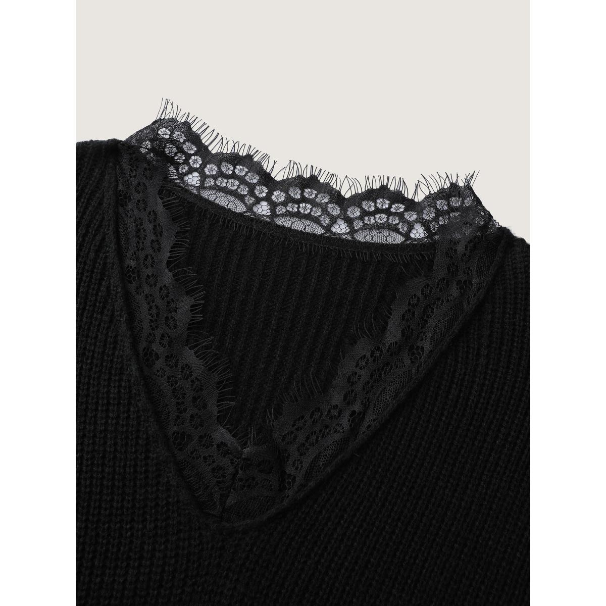 Plus Size Lace Cut-Out Cinched-Waist Midi Dress Black Women Timeless Bodycon Long Sleeve Elegant Sweater Dresses BloomChic 14-16/1X Product Image