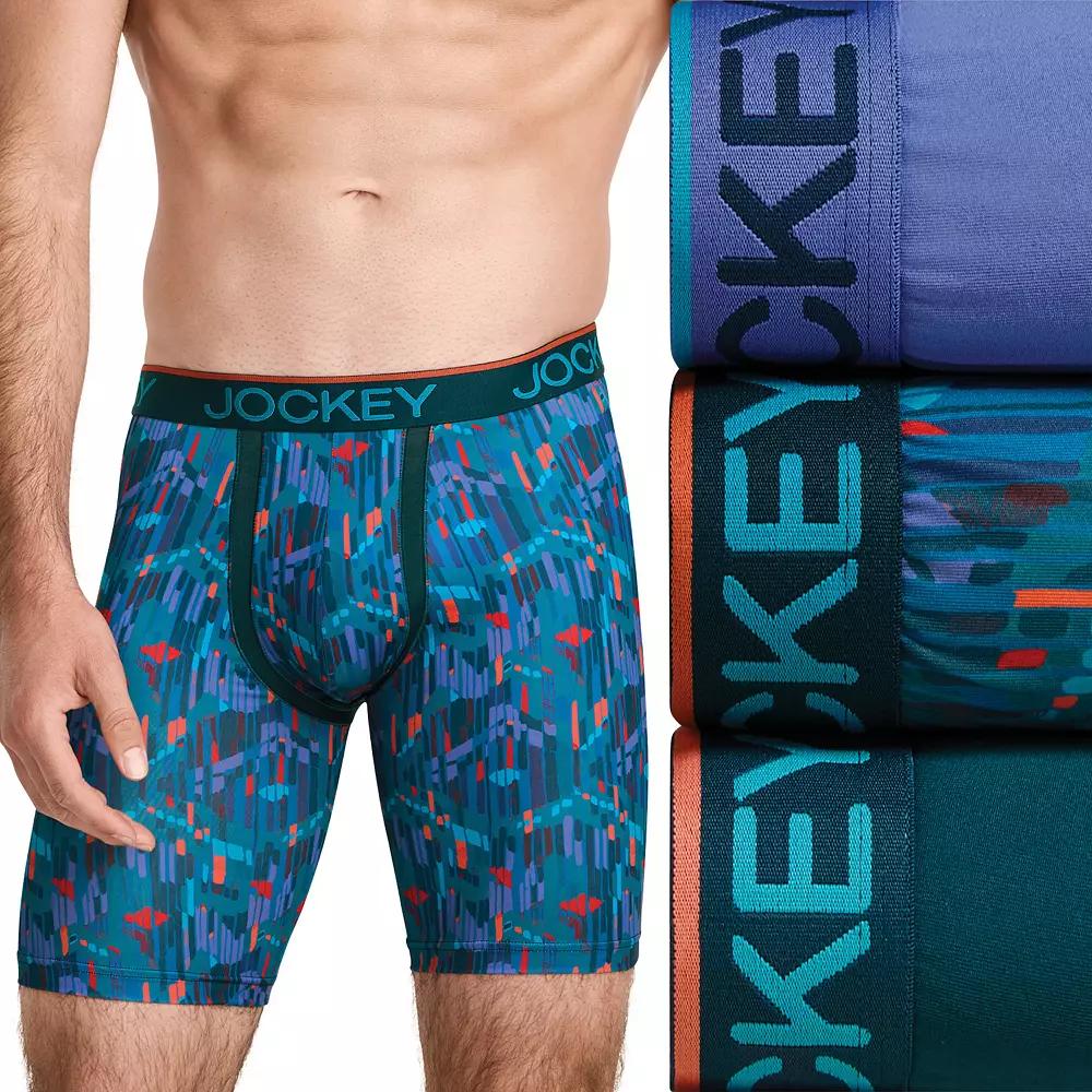 Men's Jockey 3-Pack Chafe-Proof Pouch Microfiber 8.5" Long Leg Boxer Briefs, Size: Medium, Future Dusk Team Product Image