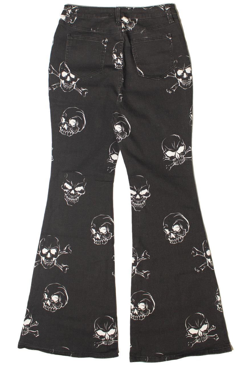 Skull Print Flare Jeans Product Image