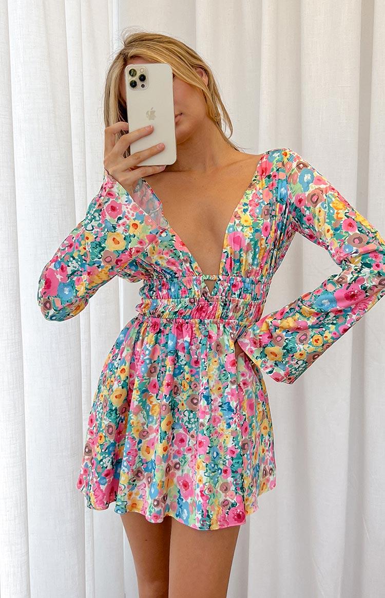 Genovia Floral Long Sleeve Mini Dress Product Image