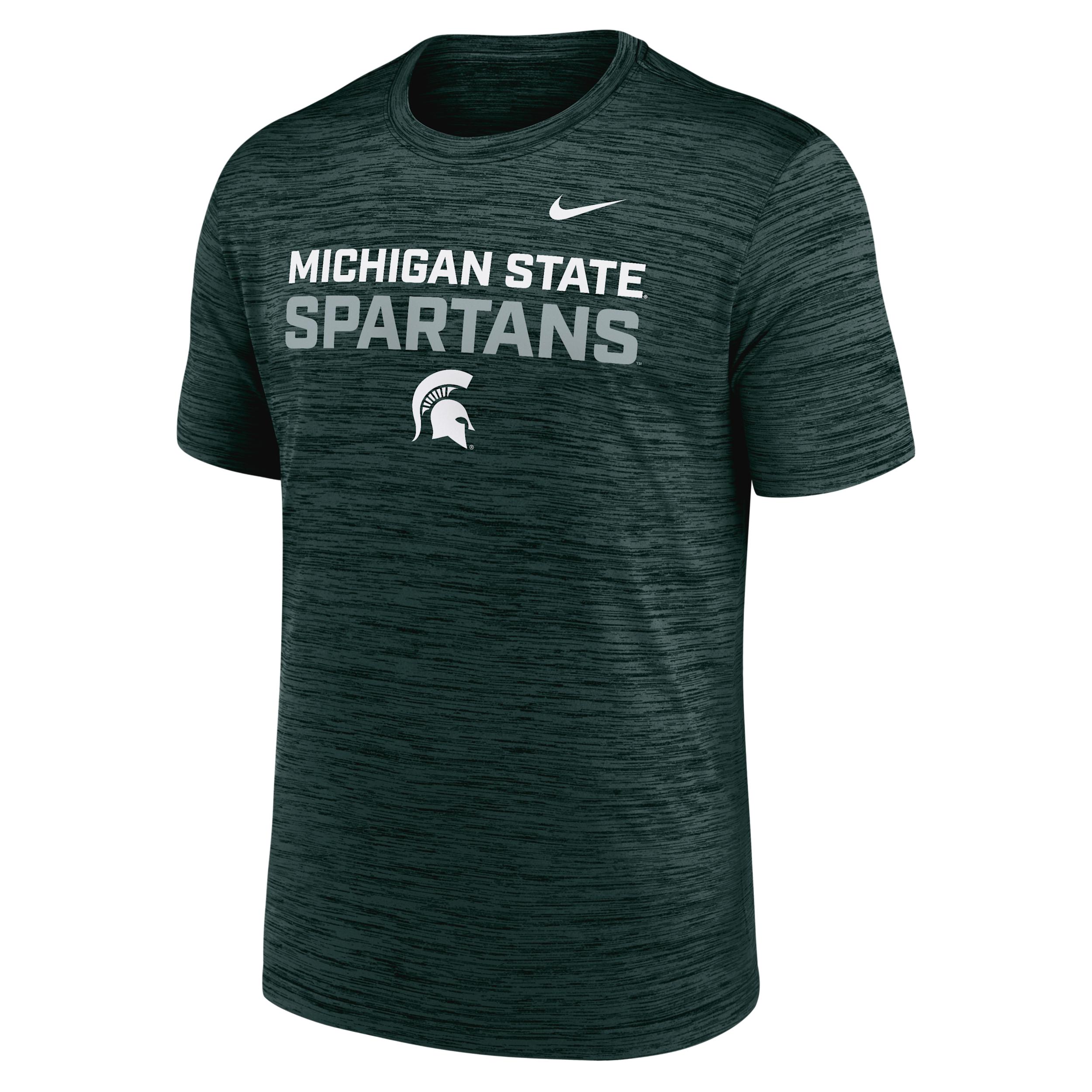 Michigan State Campus Center Stack Velocity Nike Mens Dri-FIT College T-Shirt | NKPQ3EYMST-907 Product Image