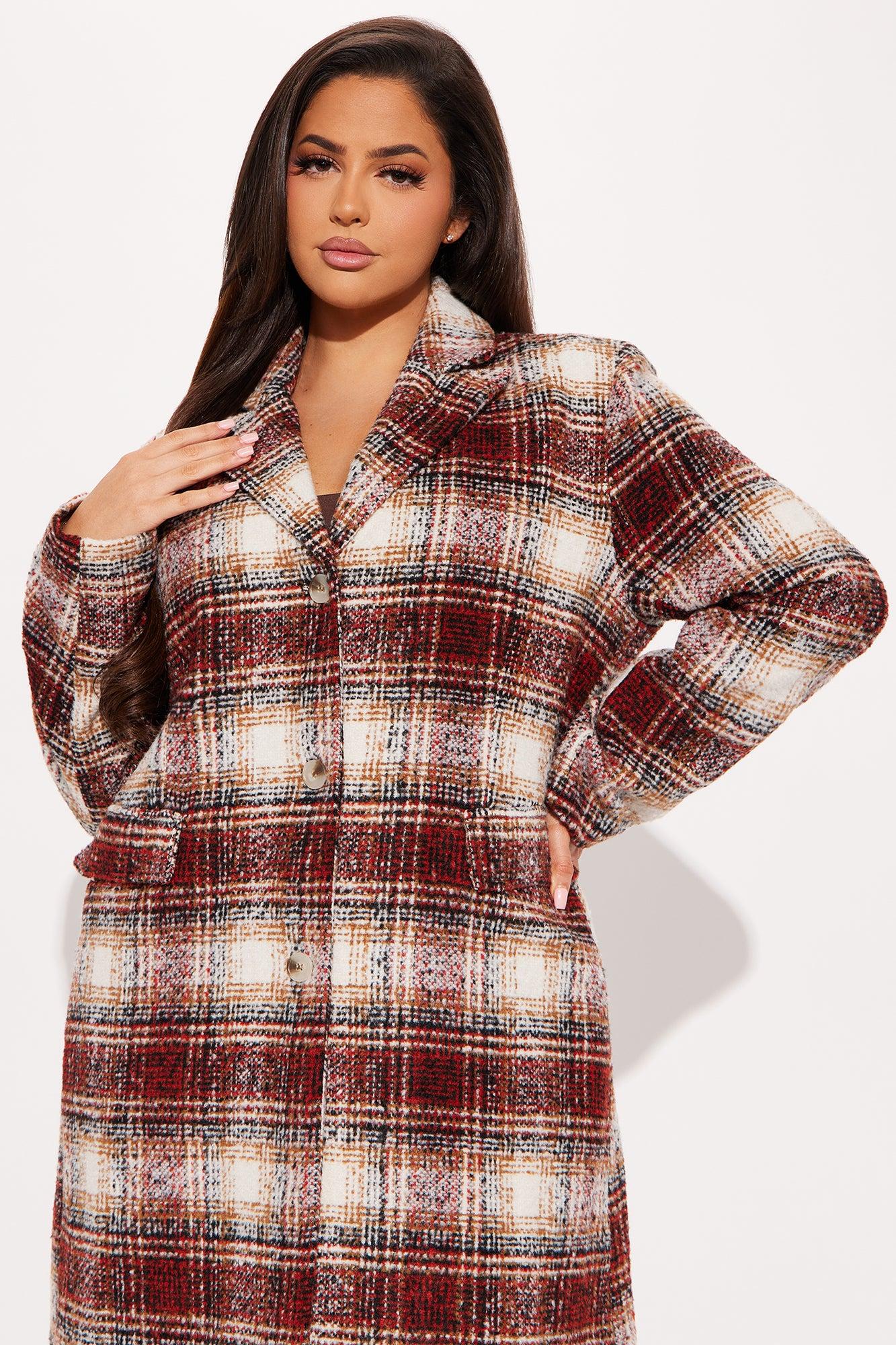 Across The Pond Plaid Trench - Red/combo Product Image