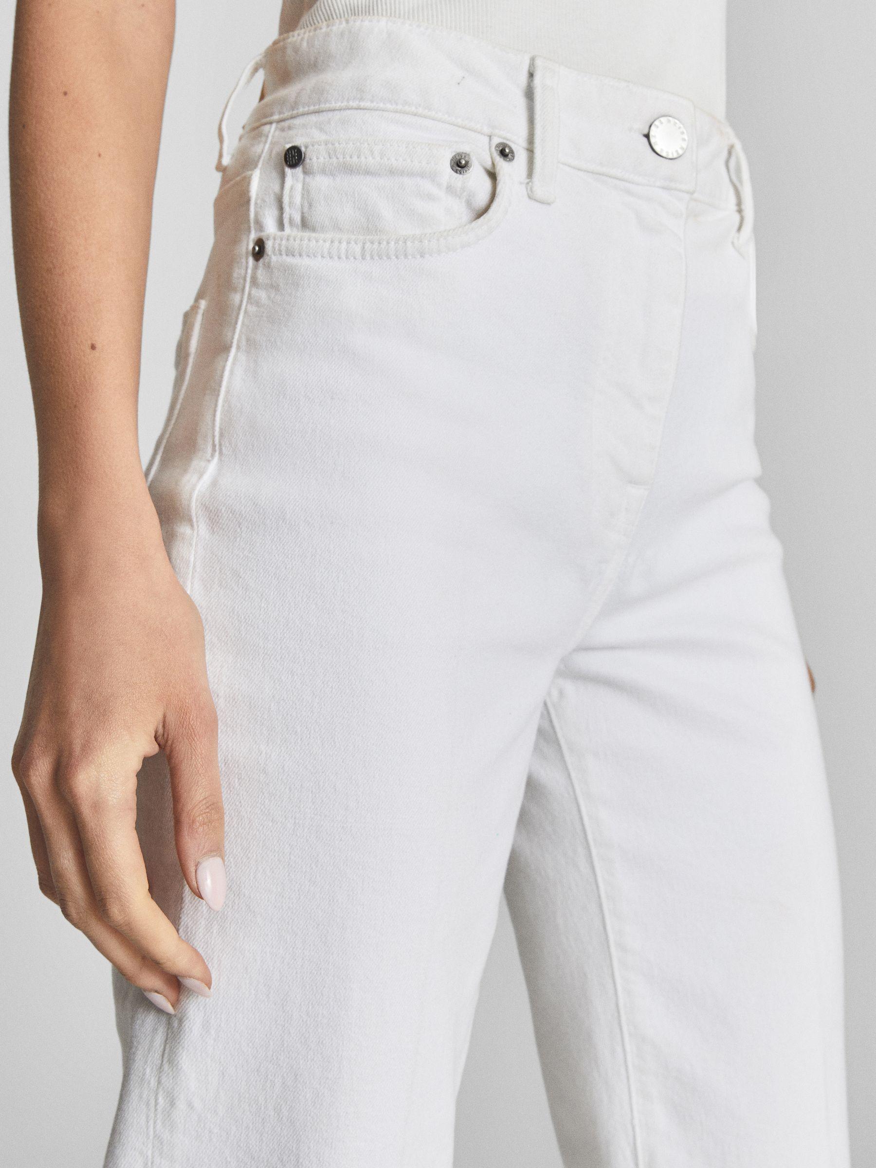 High Rise Skinny Flared Jeans in White Product Image