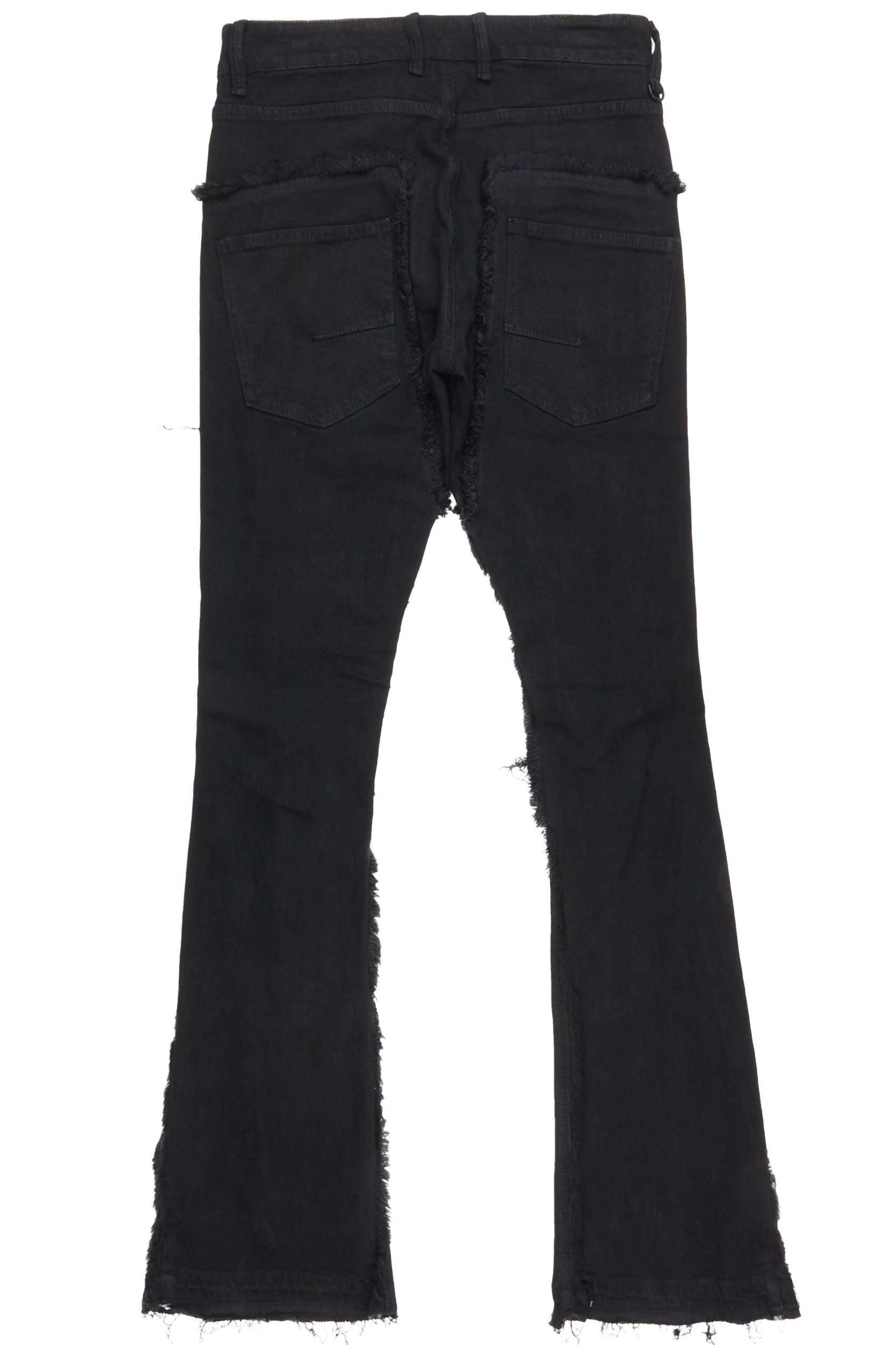 Falcko Jet Black Stacked Flare Jean Male Product Image