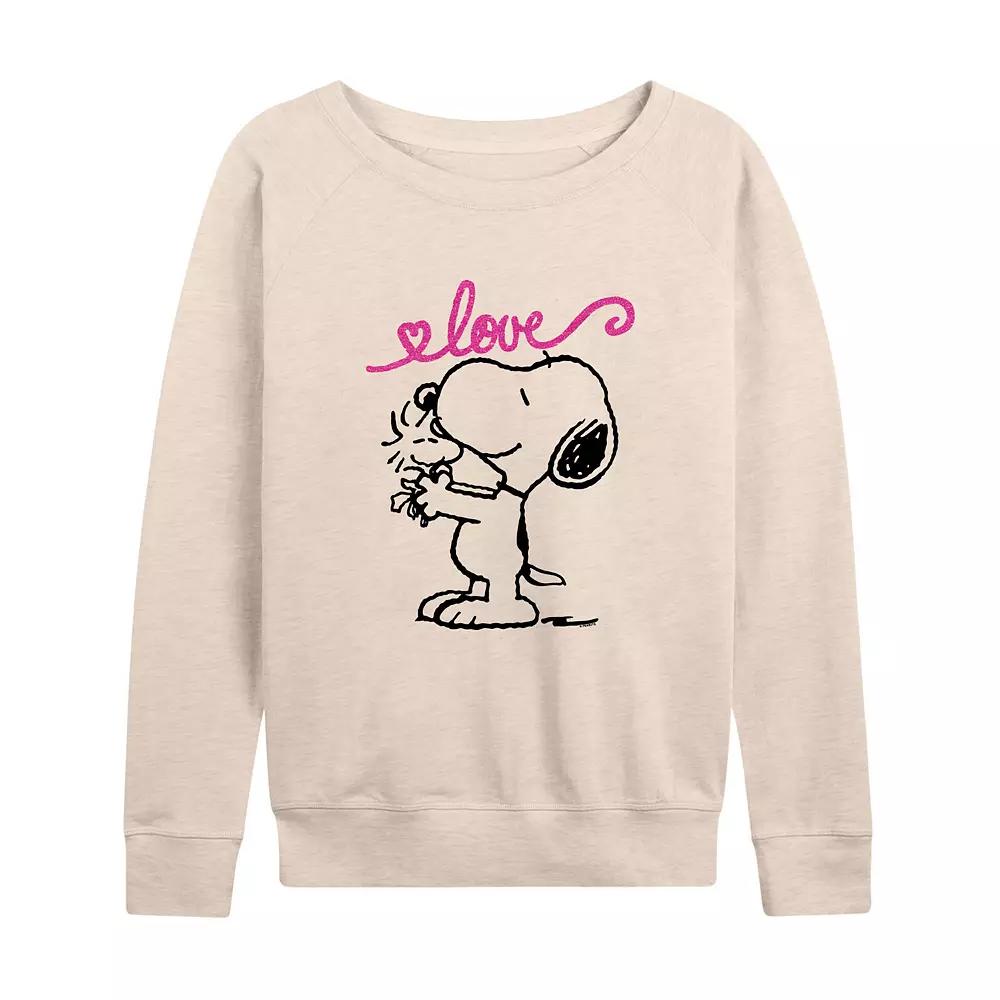 Women's Peanuts Valentine's Snoopy Love French Terry Long Sleeve Tee,  Product Image