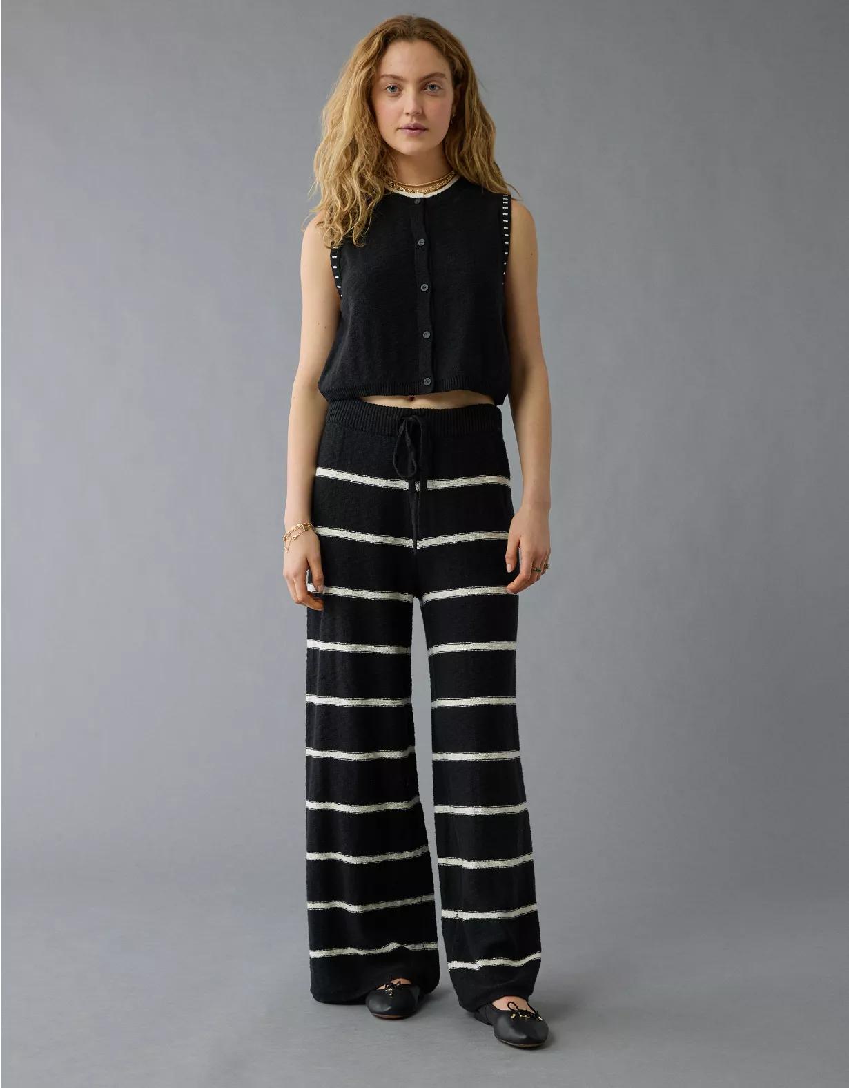 AE Knit Wide-Leg Striped Pant Product Image