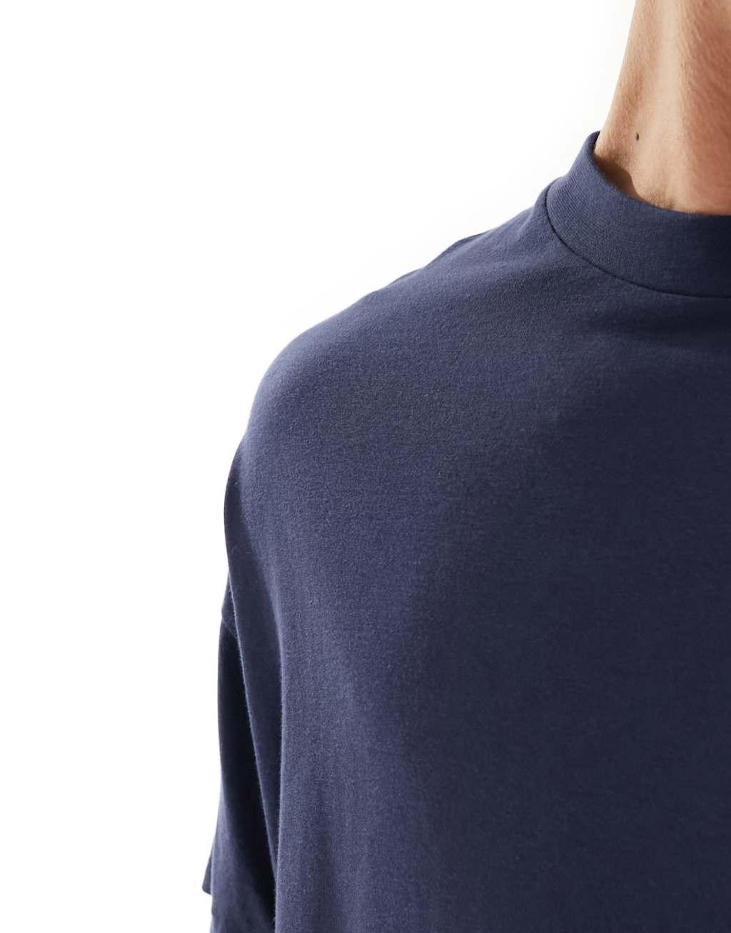 ASOS DESIGN pajama set with oversized t-shirt and shorts in jersey in blue Product Image