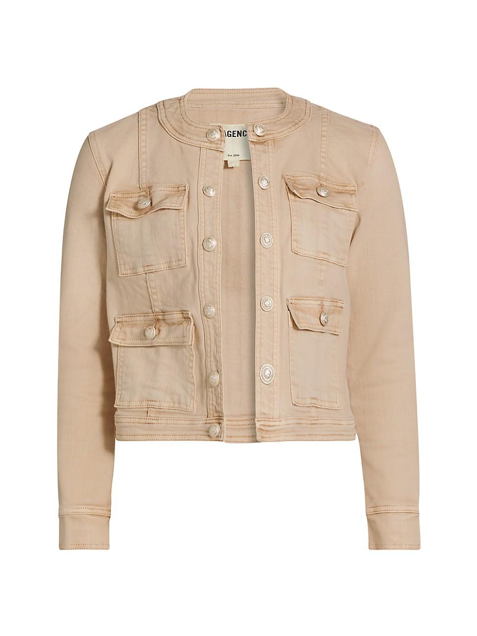 Womens Yari Collarless Denim Jacket Product Image