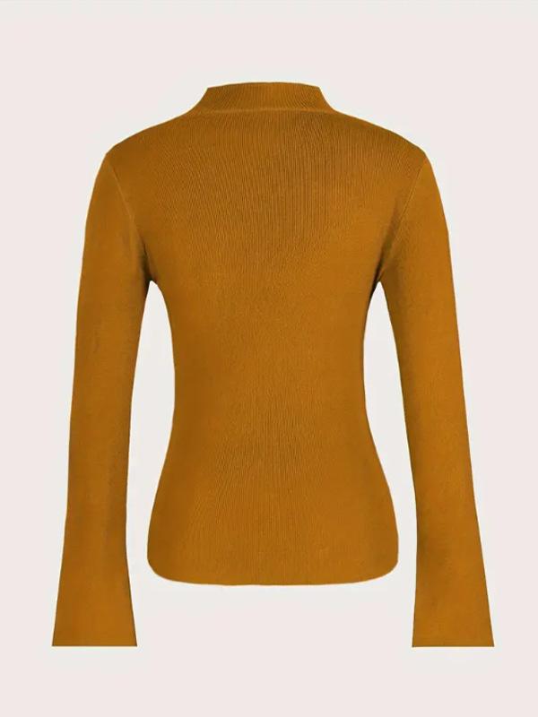 Long Sleeves Asymmetric Split-front Split-Joint V-neck Sweater Tops Product Image