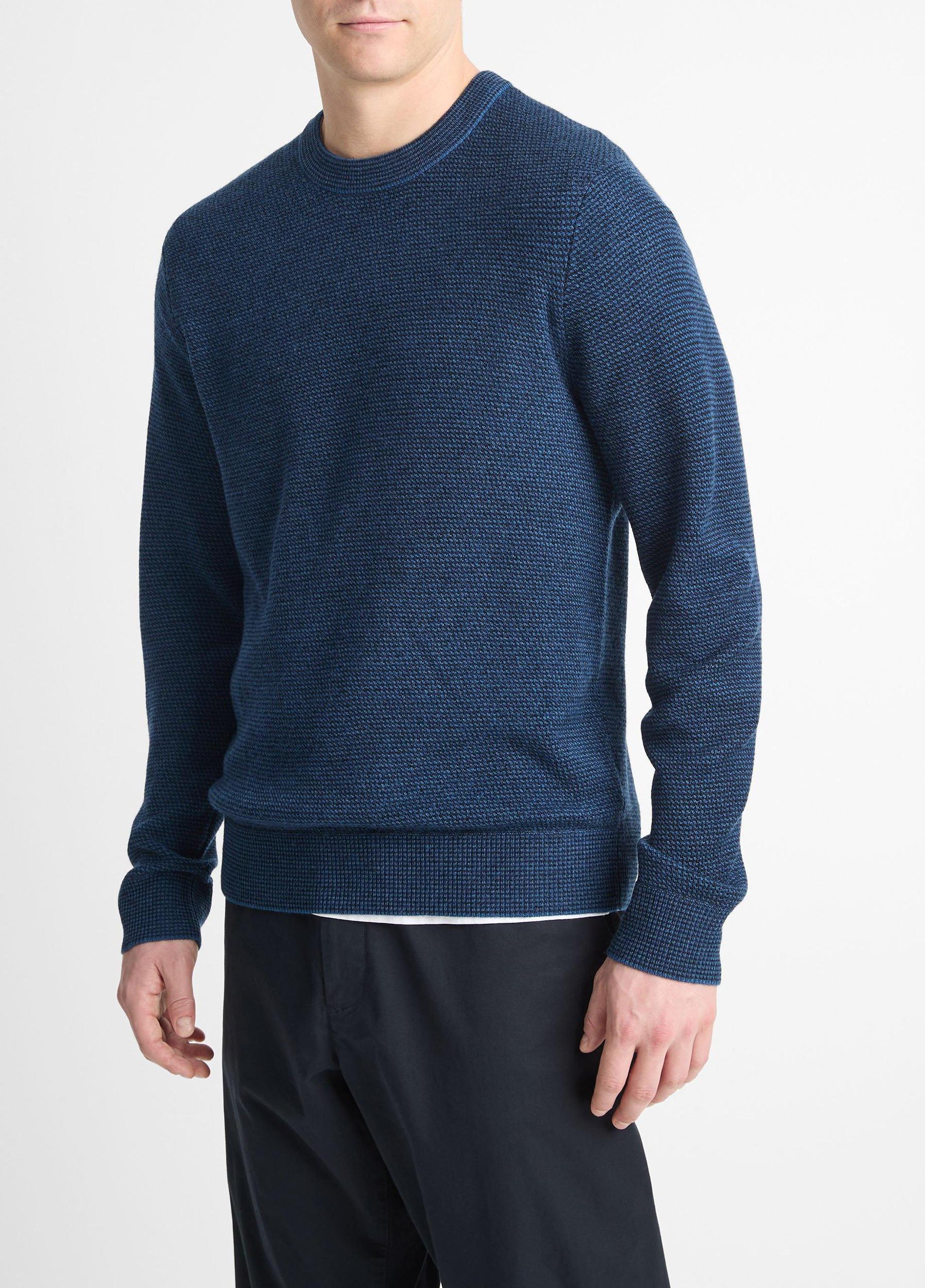 Two-Tone Merino Wool Mesh Sweater Product Image