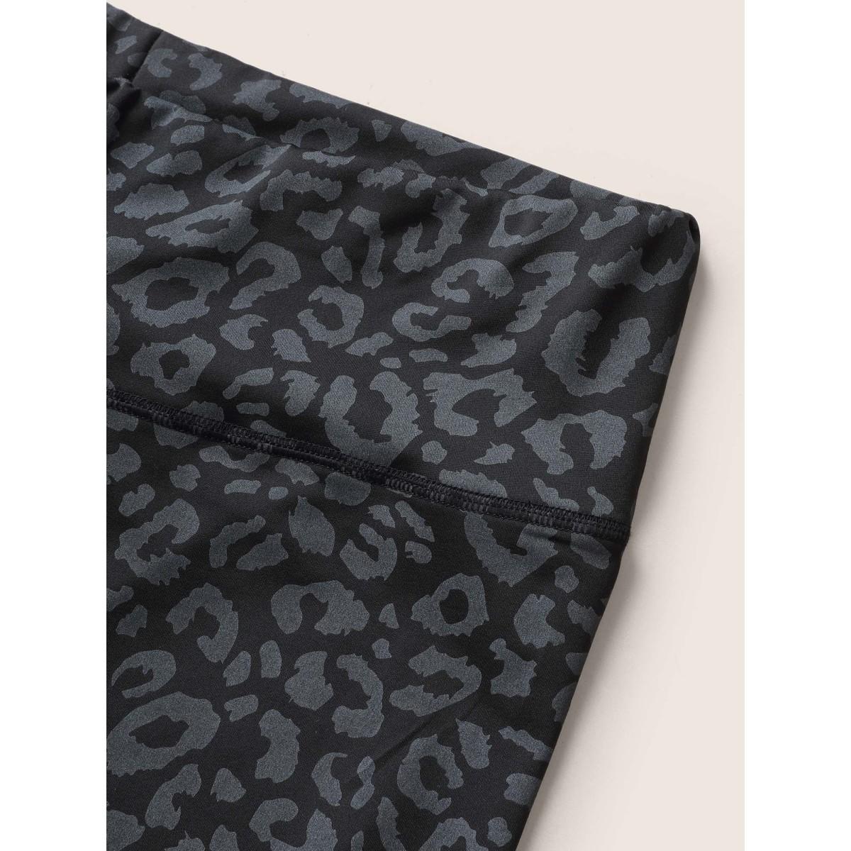 Plus Size Leopard Print High Rise Skinny Leggings Women BlackFlower Casual High stretch Skinny High Rise Everyday Leggings BloomChic 22-24/3X Product Image