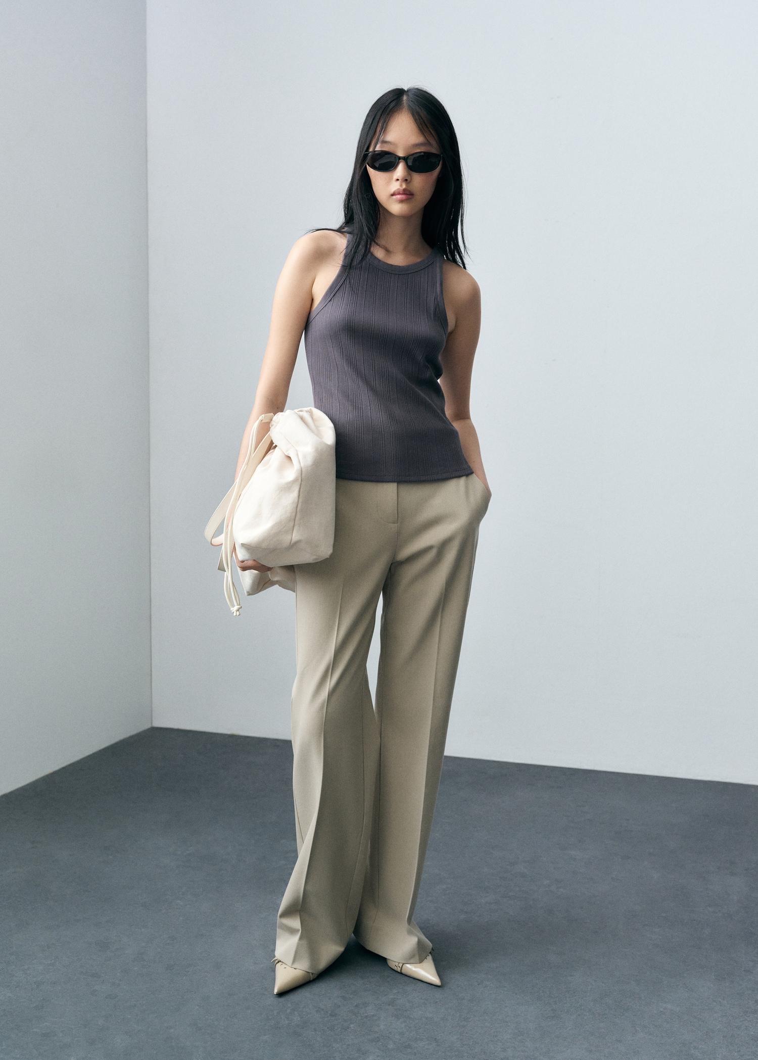 Cotton halter-neck top - Women | MANGO USA Product Image