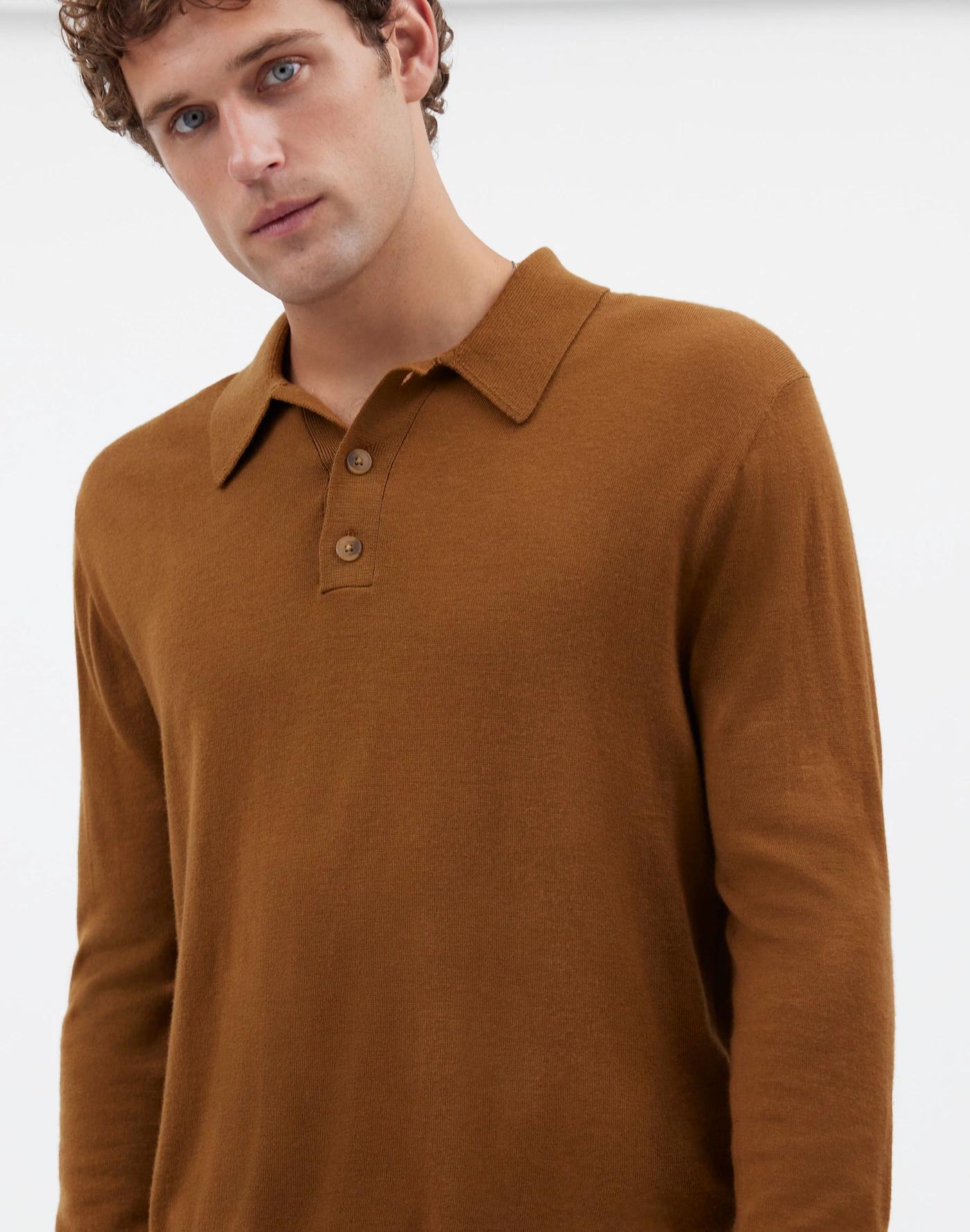 Three-Button Sweater Polo Shirt in Merino Wool Product Image