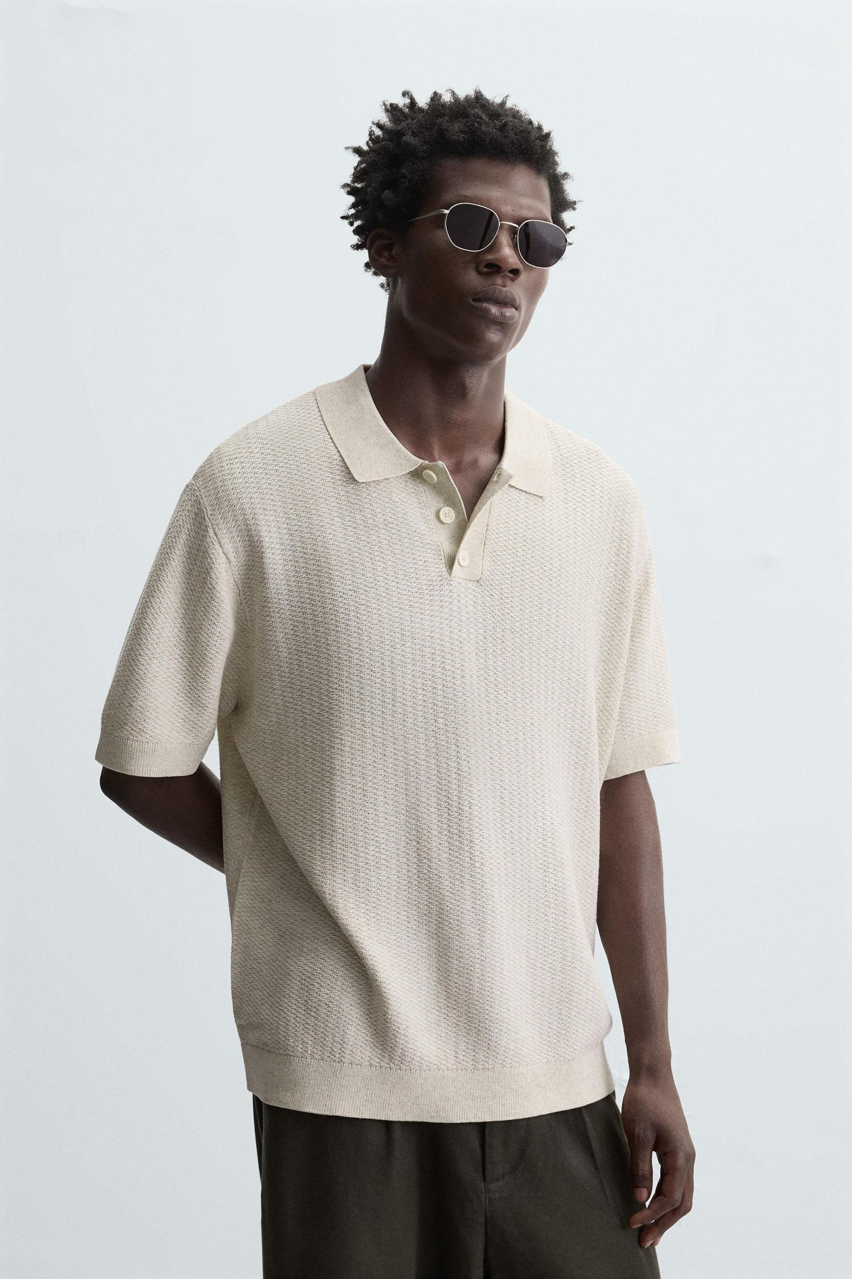 TEXTURED KNIT POLO SHIRT Product Image