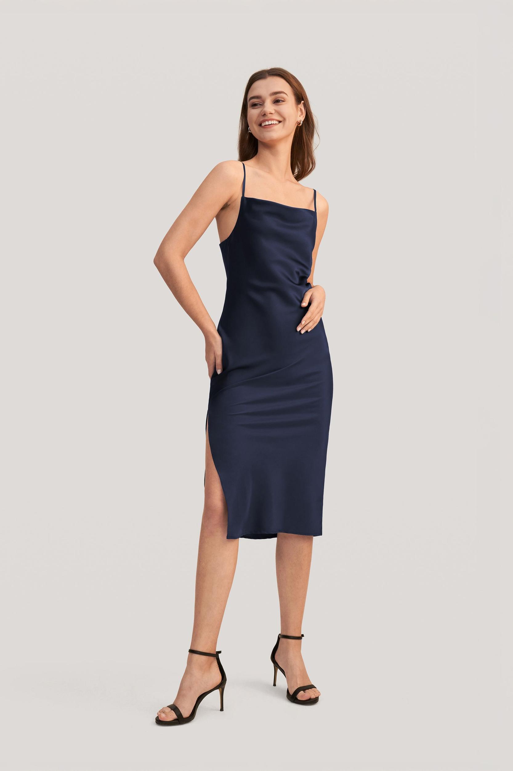 LILYSILK Silk Summer Dresses Women's Cowl Neck Romantic Azure XS Product Image