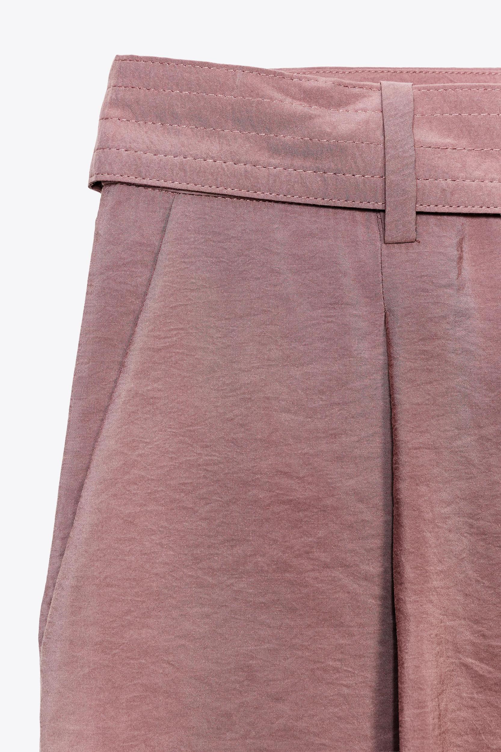 FLOWY WIDE LEG BELTED PANTS Product Image