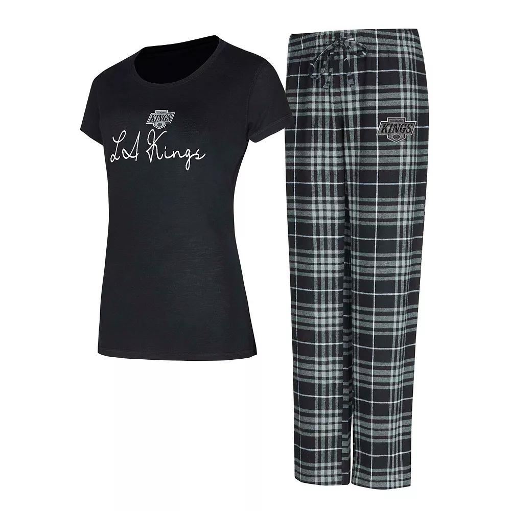 Womens Concepts Sport Black/Silver Los Angeles Kings Vector T-Shirt & Pants Sleep Set Product Image