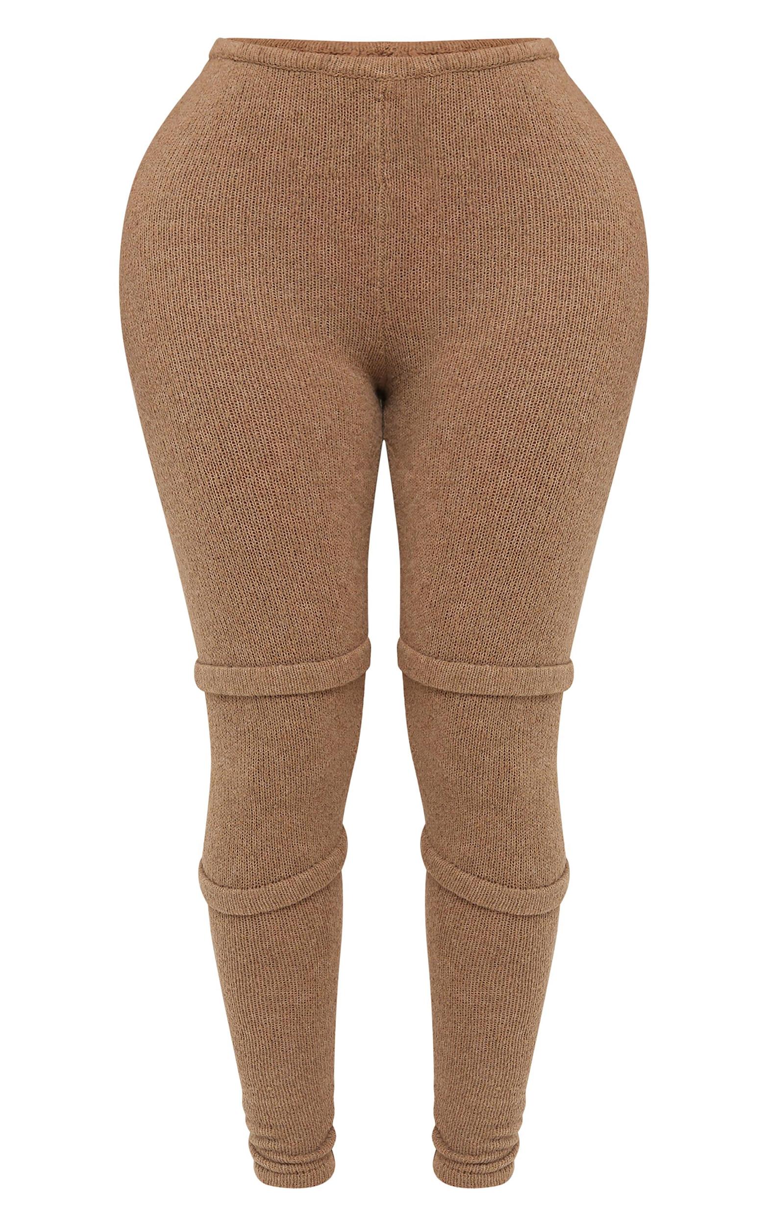Shape Mocha Knit High Waist Seam Detail Pants Product Image