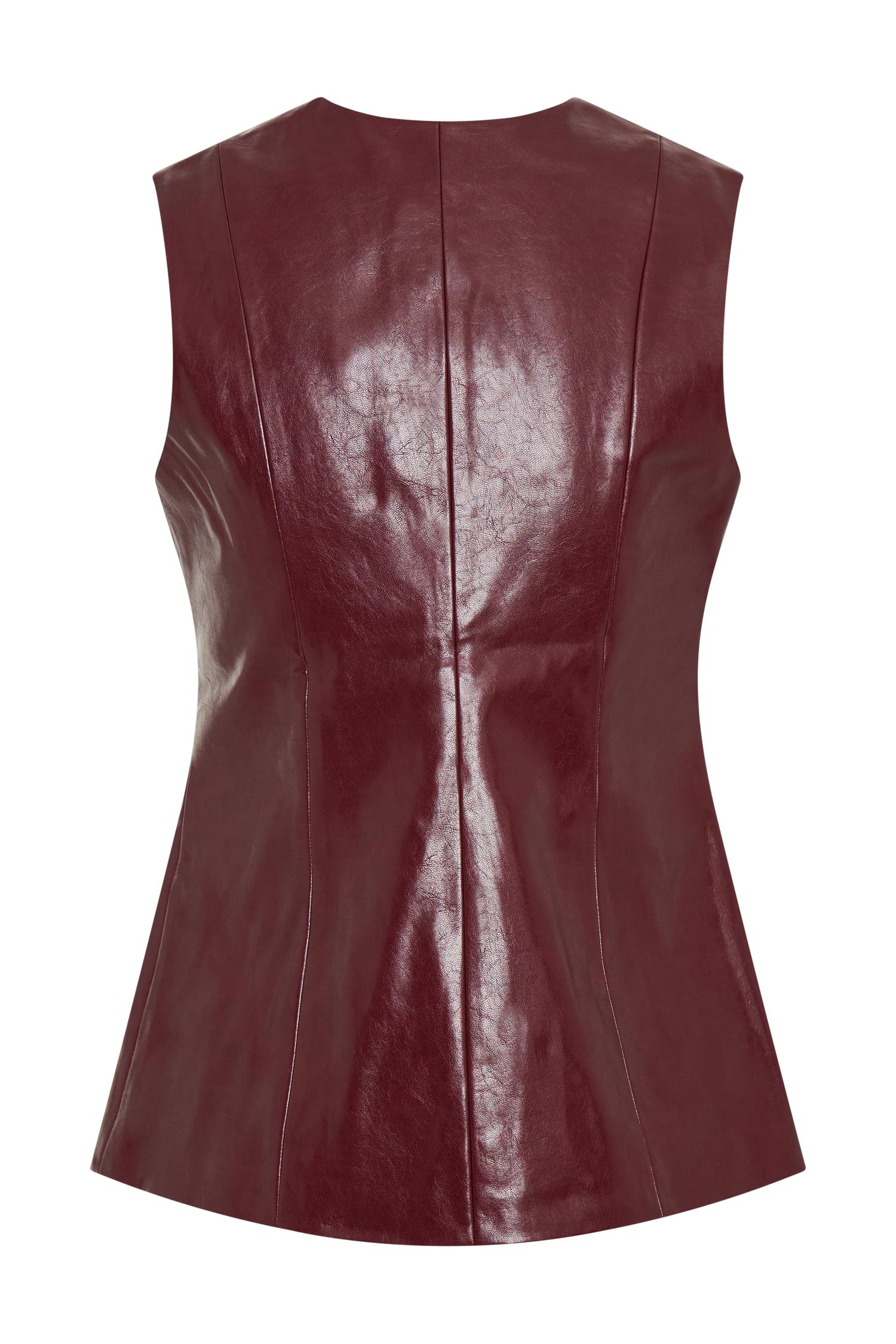 Coralia Faux Leather Sleeveless Vest - Cherry Red Product Image