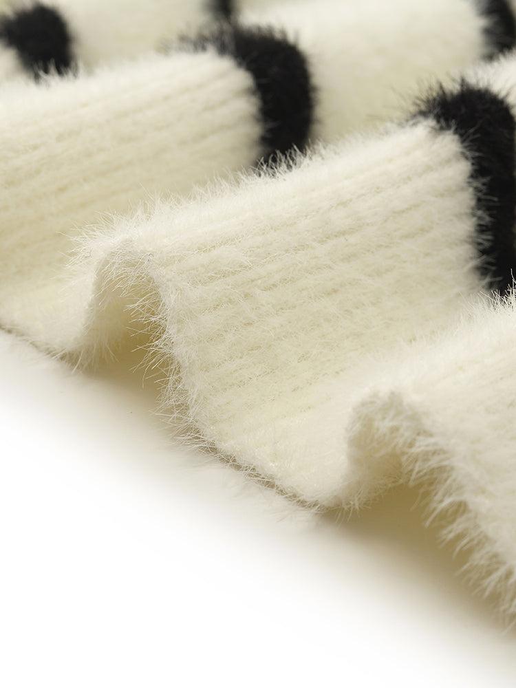 Eco-Friendly Mink Knitted Striped Women Cardigan Product Image