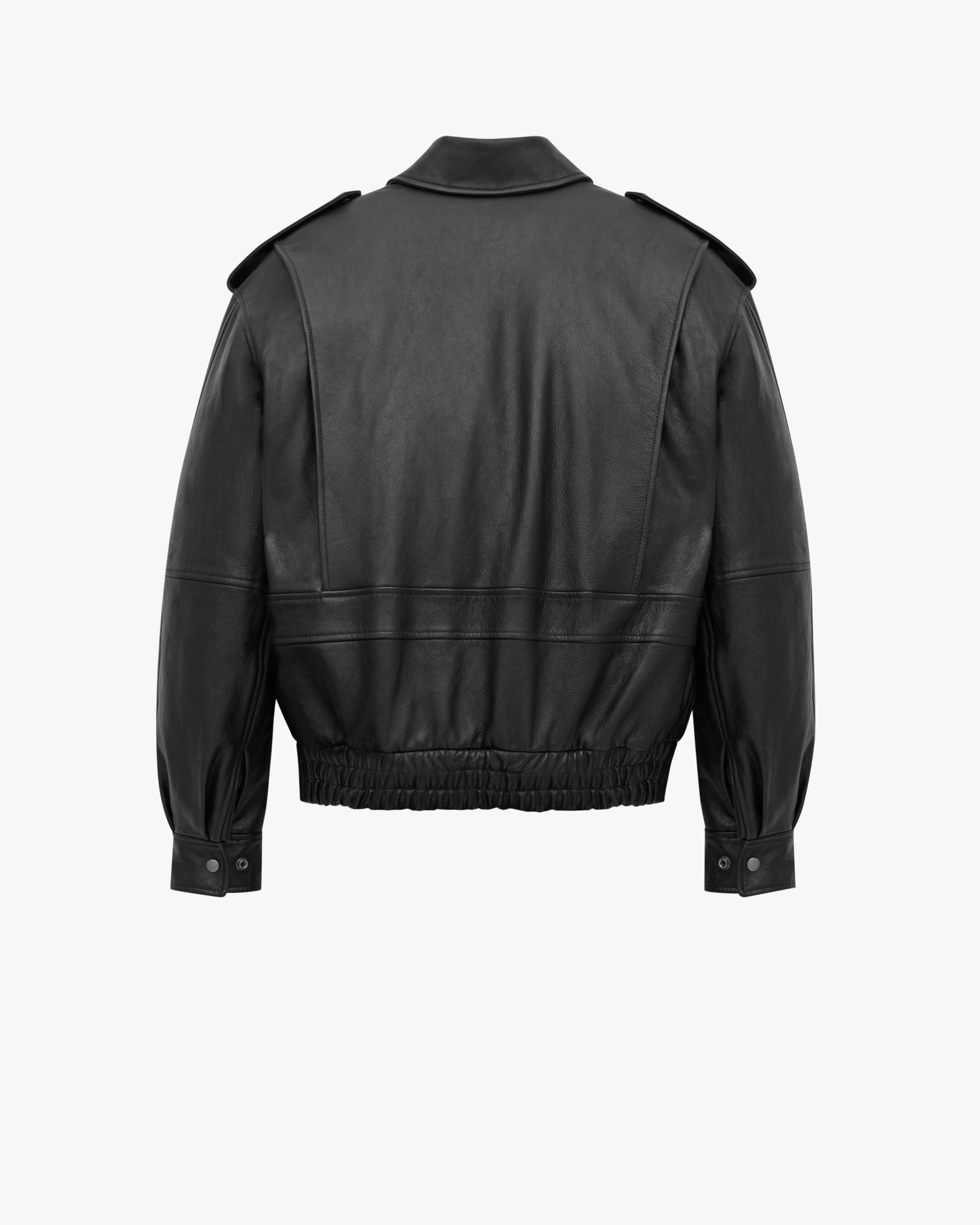 oversized jacket in grained leather Product Image
