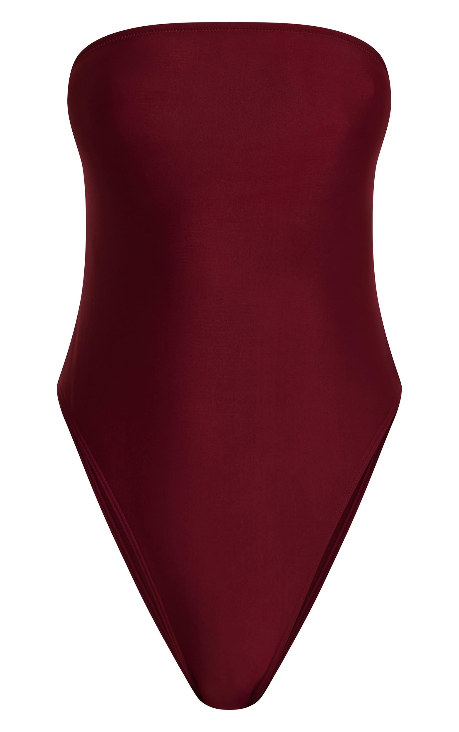 Berry Red Strapless Swimsuit Product Image