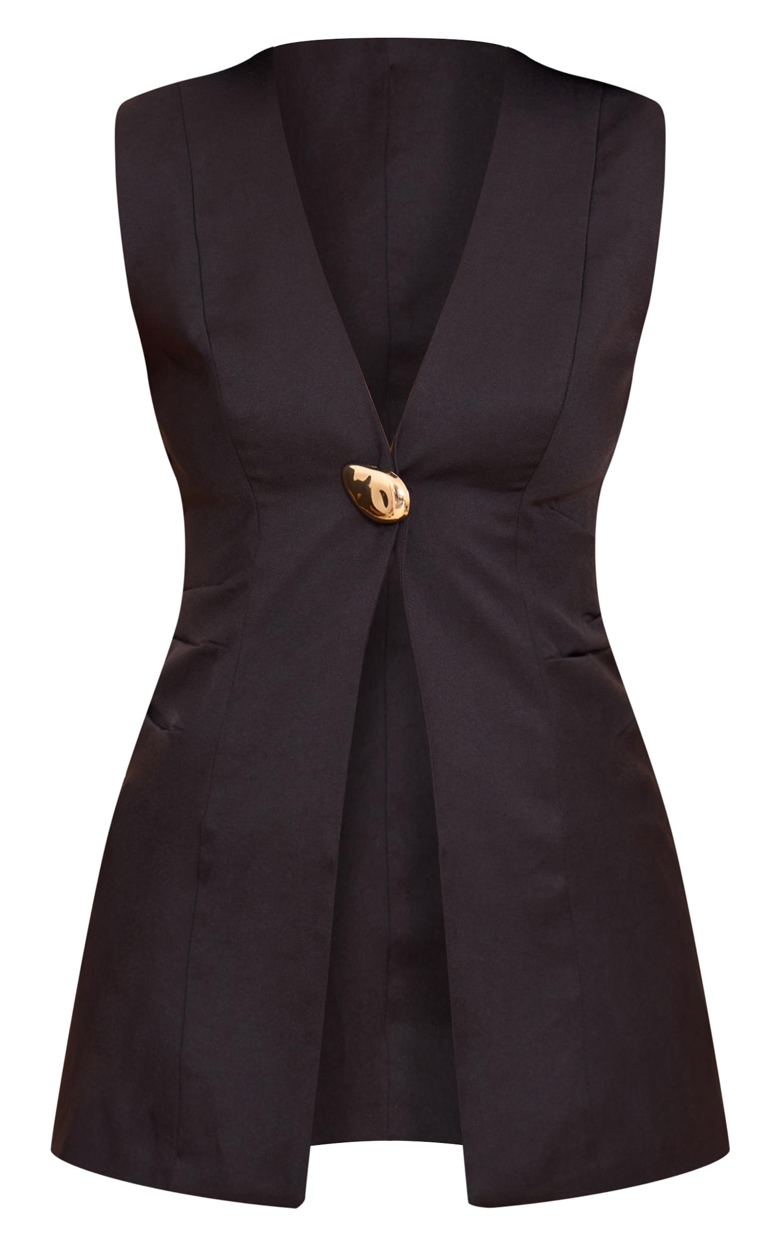  Black Hardware Collarless Vest Product Image