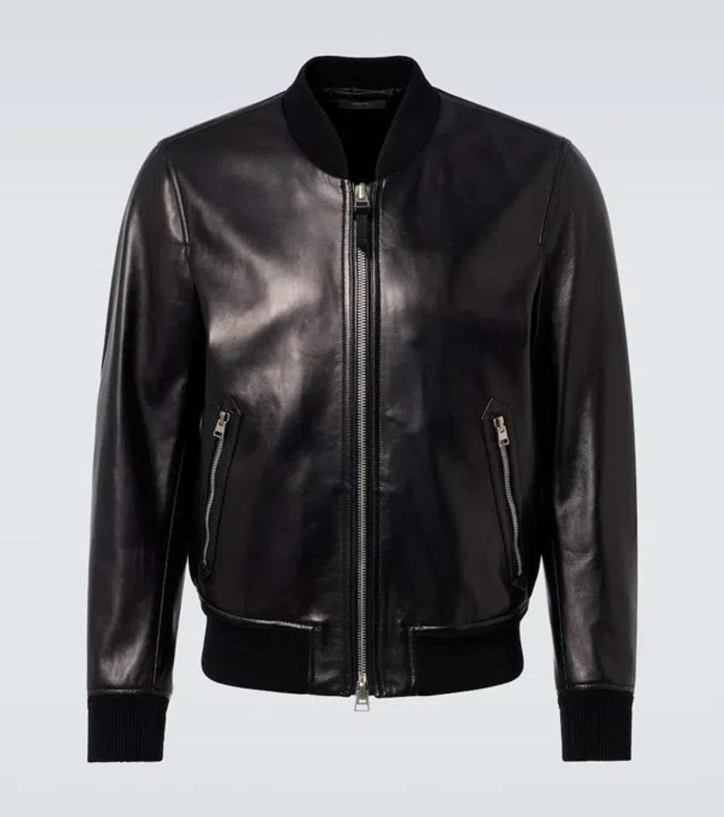 TOM FORD Black Shiny Nappa Plonge Leather Jacket In Multi Product Image