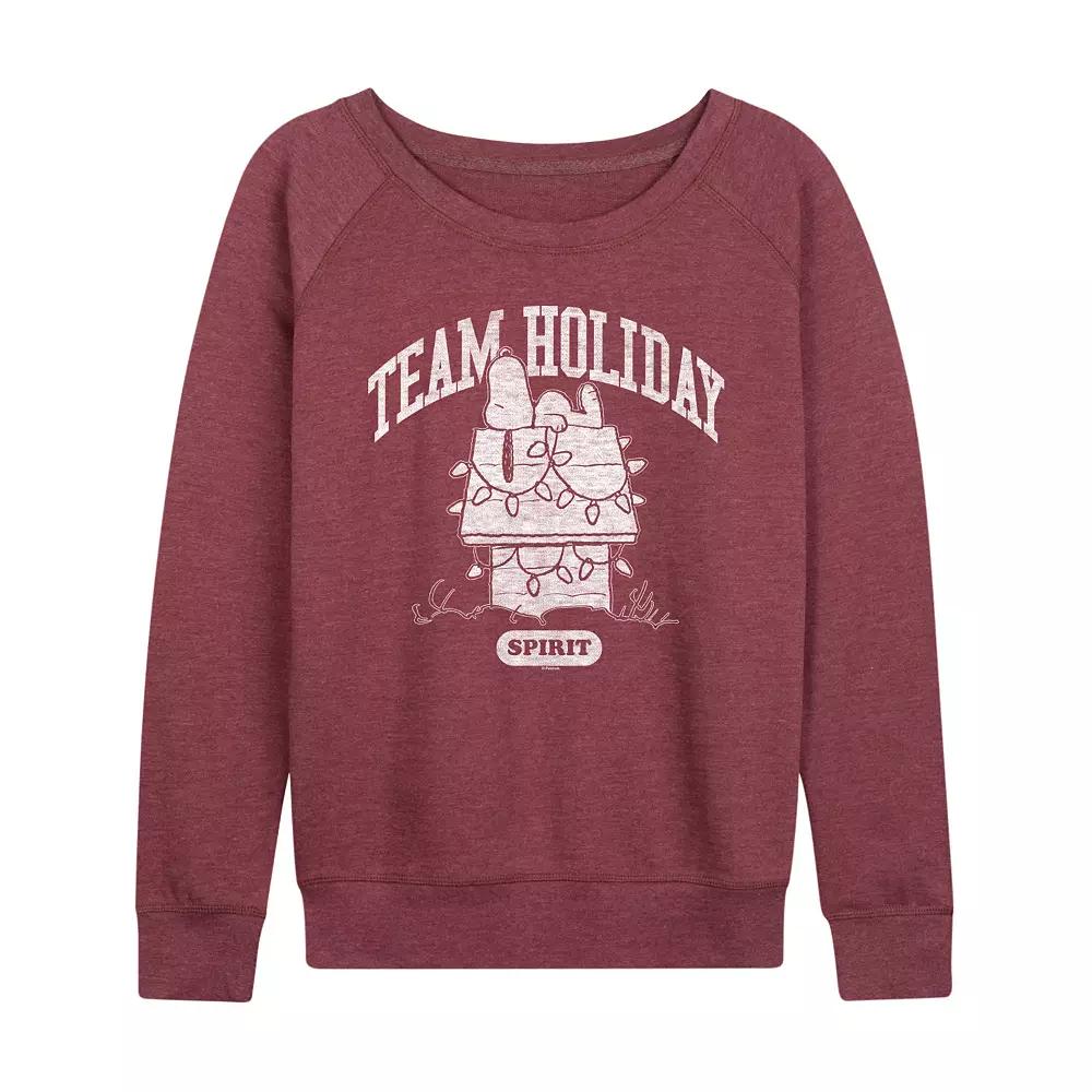Women's Peanuts Team Holiday Spirit French Terry Long Sleeve Tee,  Product Image