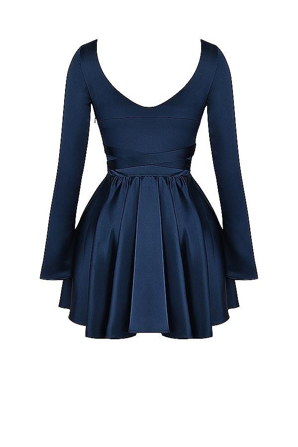Dominique  navy plunge mini dress Product Image