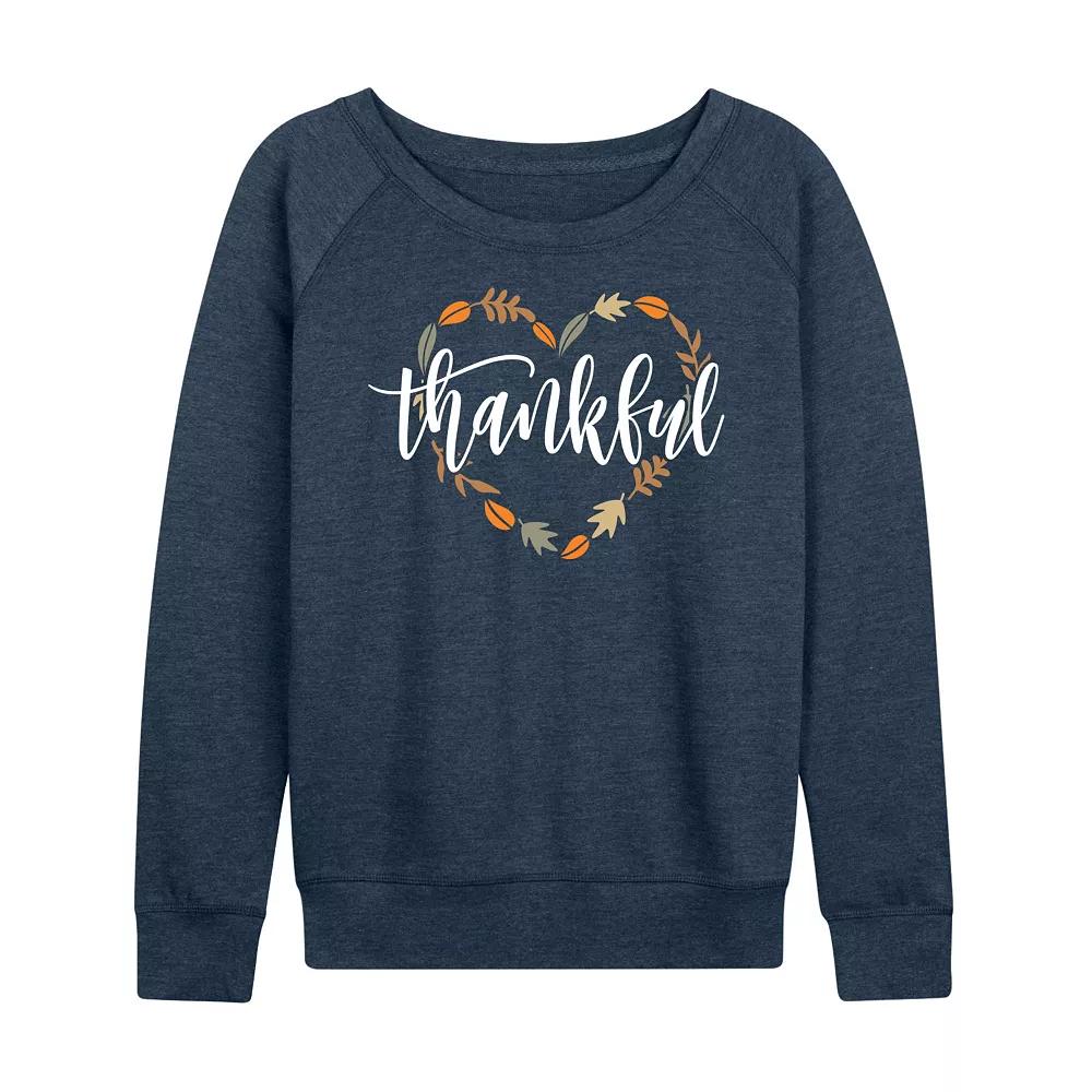 Women's Thankful Leaf Heart French Terry Long Sleeve Tee,  Product Image