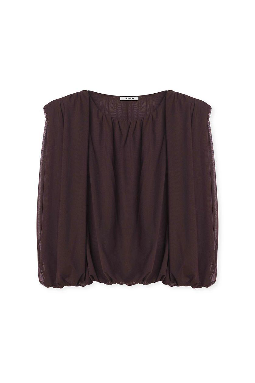 Sharp Shoulder Mesh Top Product Image