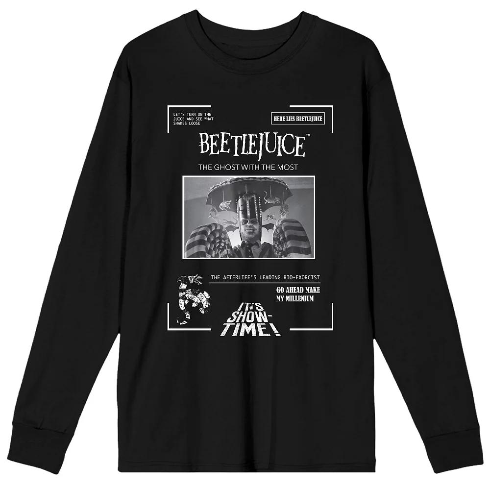 Men's Beetlejuice It's Show Time Ghost Long Sleeve Tee,  Product Image