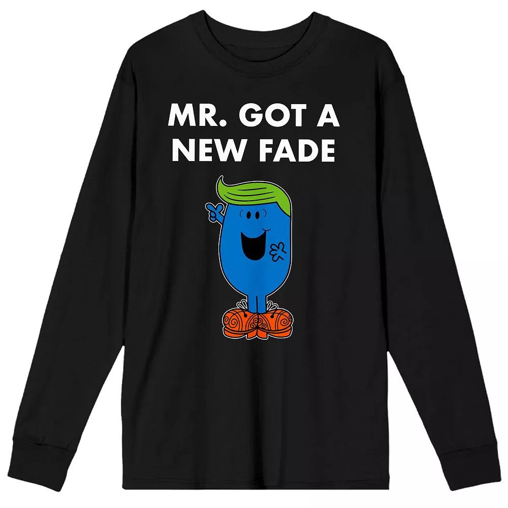 Men's Mr. Men And Little Miss Meme "Mr. Got a New Fade" Long Sleeve Graphic Tee, Size: XXL, Black Product Image